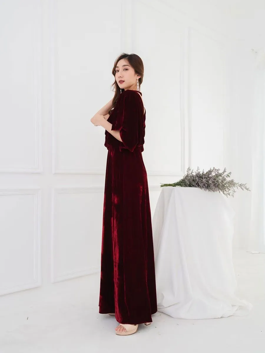 ROSE THE LABEL Kimono Velvet Dress  Red