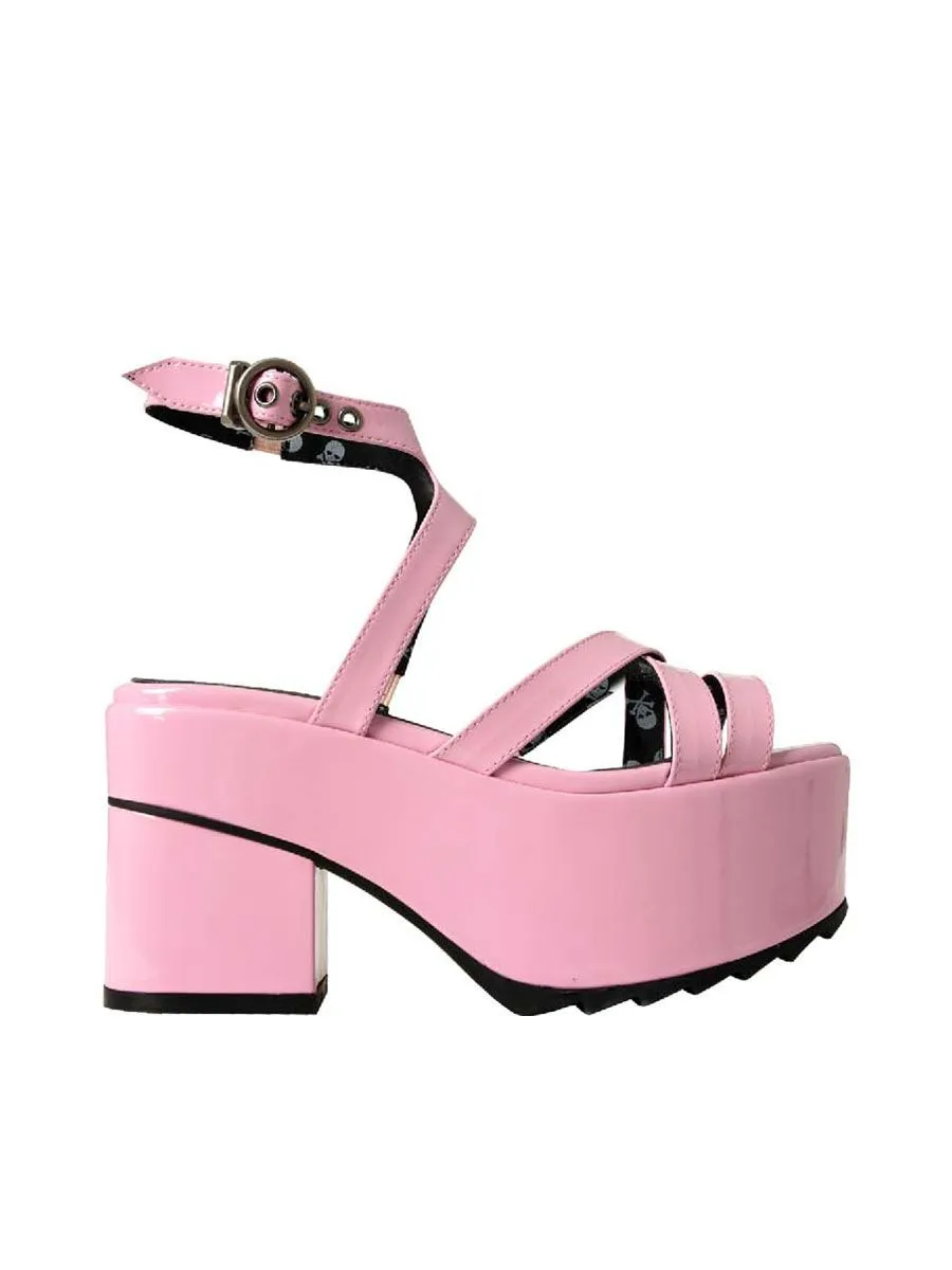 VILLAINS SF YOUSEE Women's Platform Heeled Sandals PINK