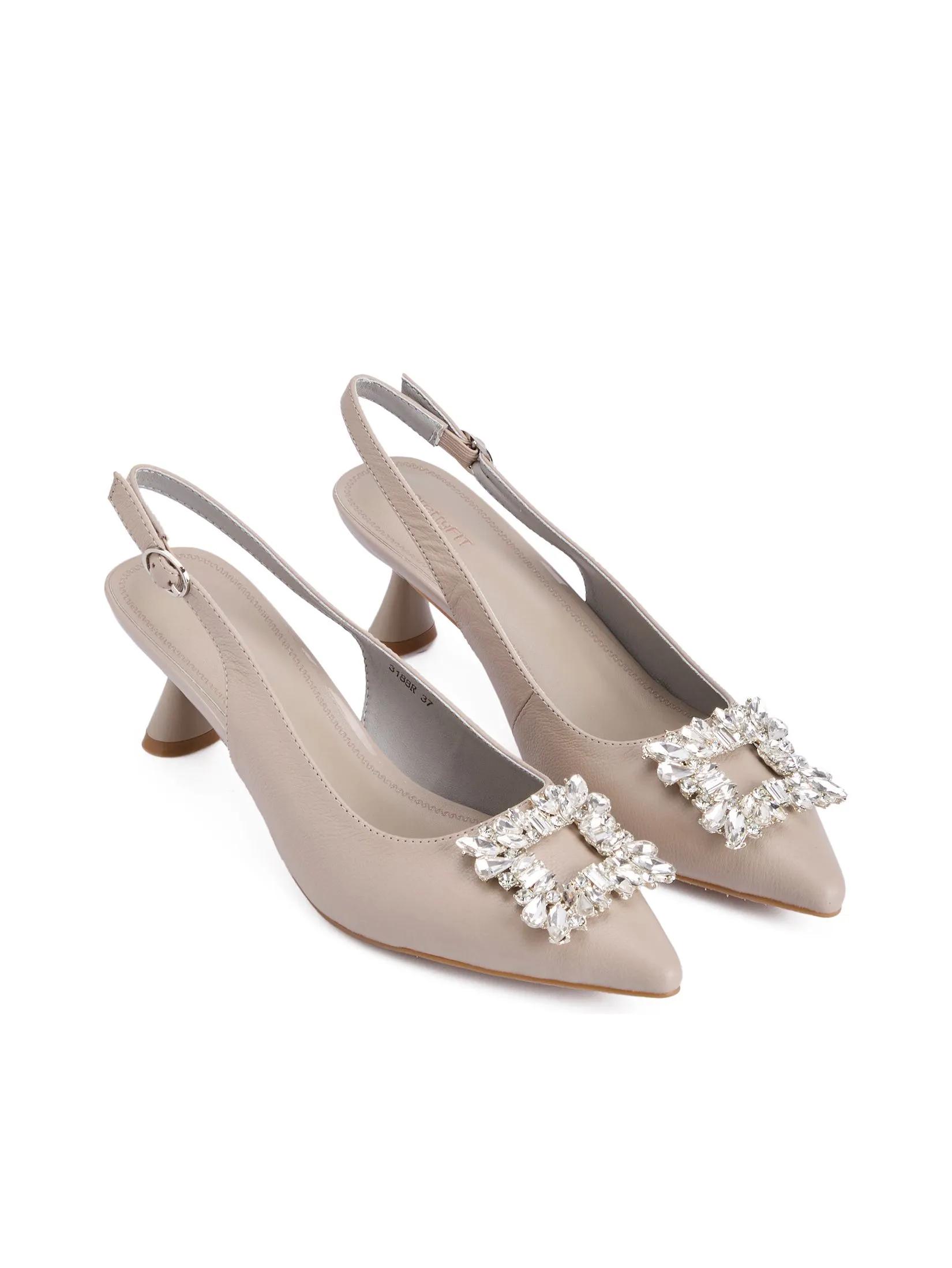 PRETTY FIT Women Pump Sorelle Crystal Buckle Silver Grey