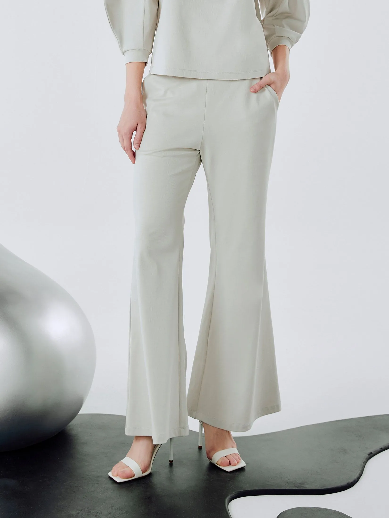 SHAKA Woman Pants  Stretch Jersey Flare Grey