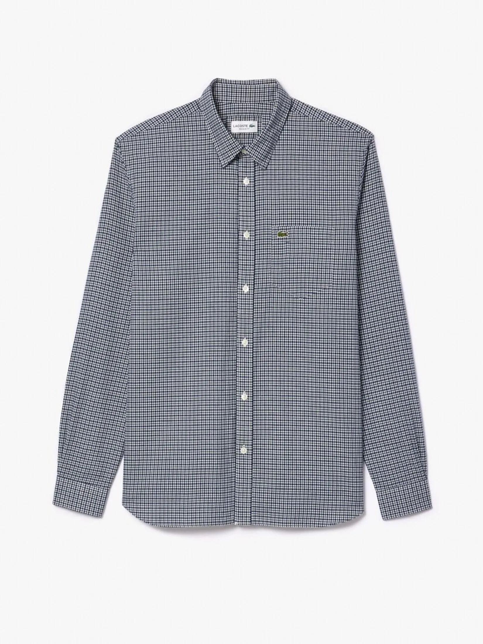 LACOSTE Regular Fit Pocket Front Checked Shirt Blue