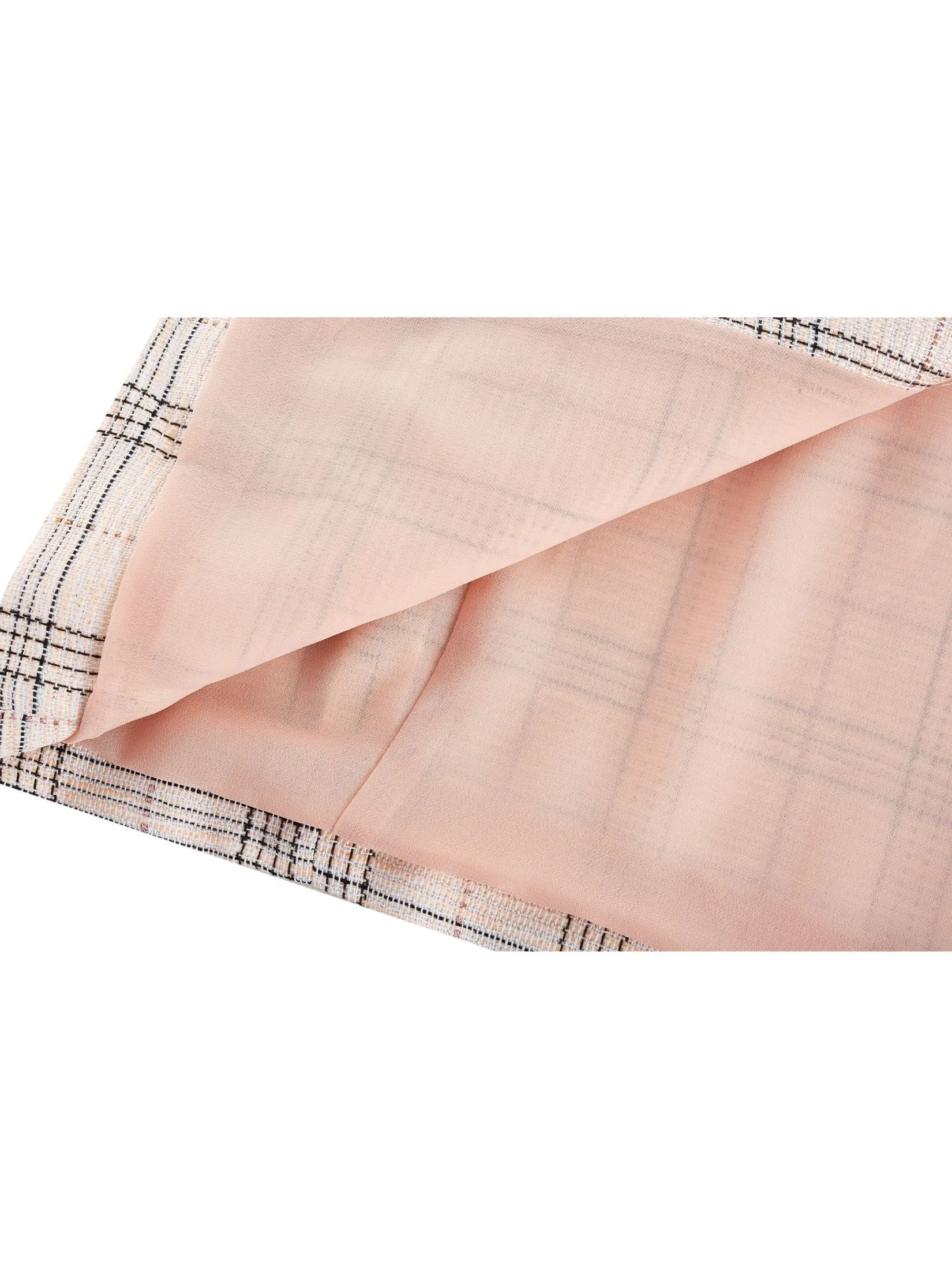 G2000 Women Clothing Check Tweed Cropped Sleeve Jacket Easy Fit - Pink