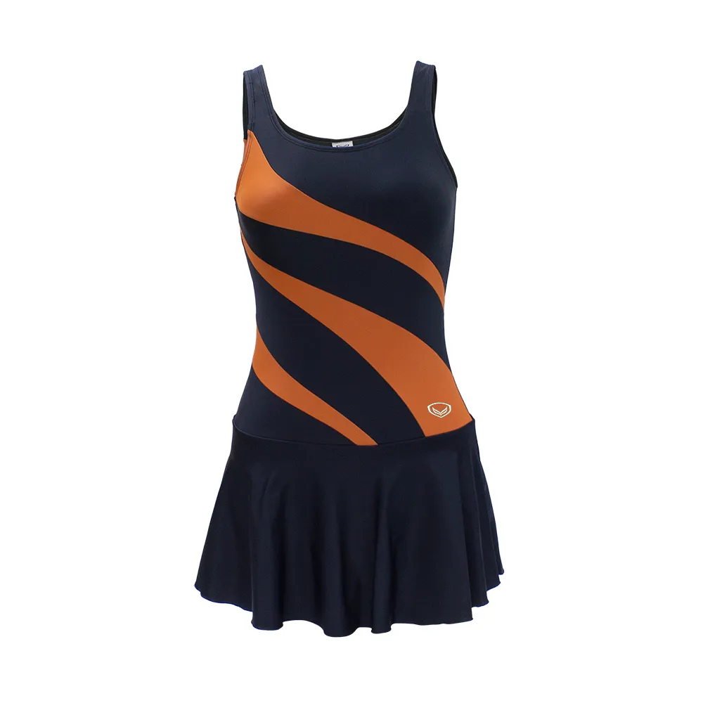 GRAND SPORT Black-Orange Women's One-Piece Swimsuit (342684)