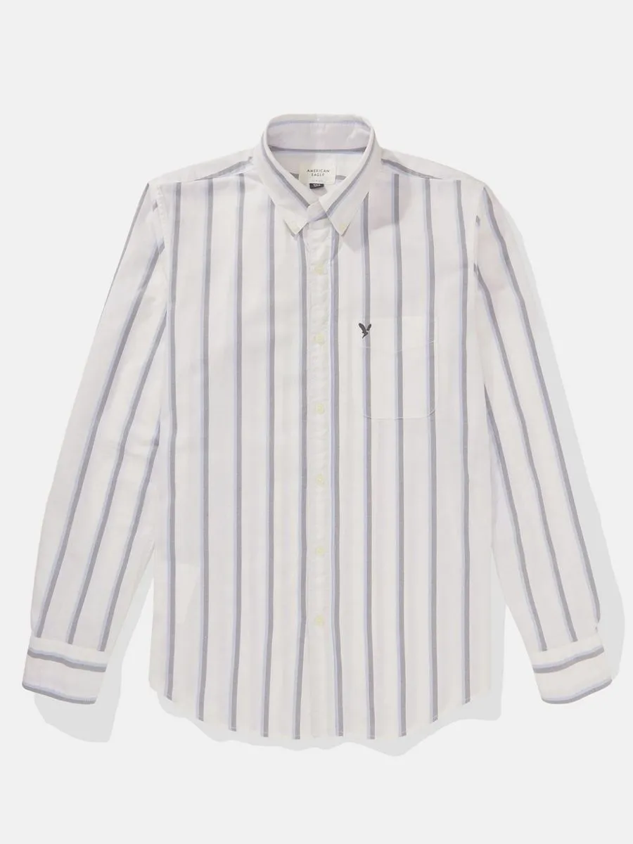 AMERICAN EAGLE MEN INT SF BTD STRIPE OXFORD W EAGLE 100 WHITE