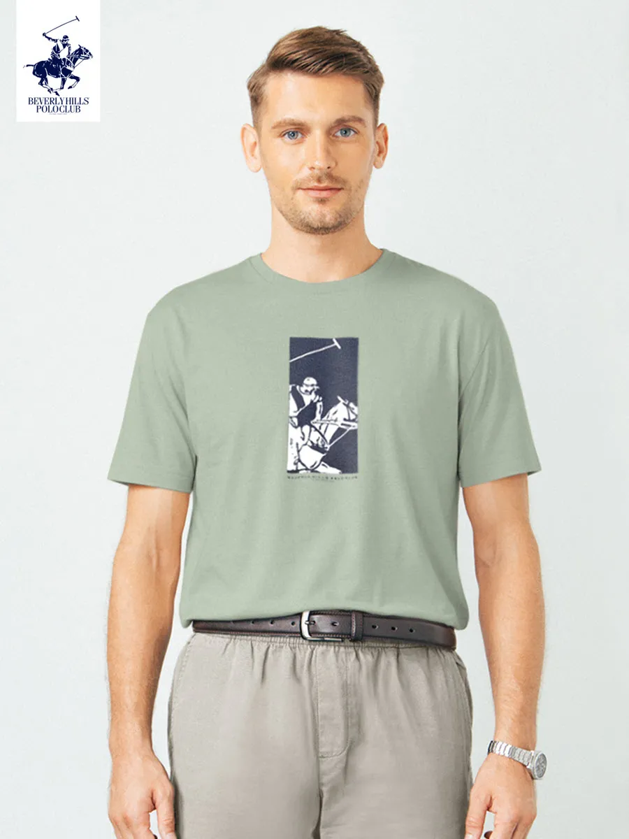 BEVERLY HILLS POLO CLUB Green Unisex T-Shirt REGULAR-FIT Model BNSR364