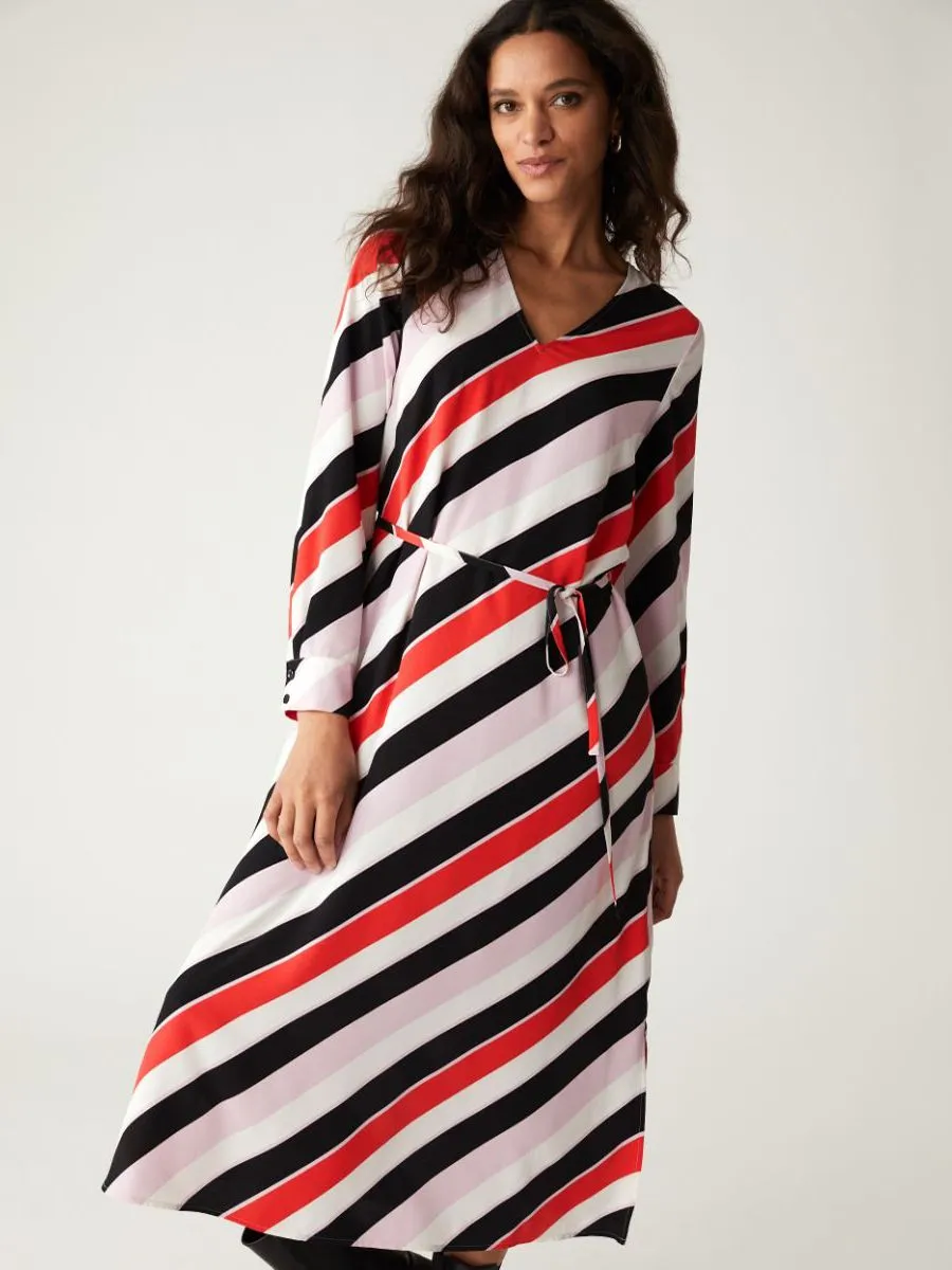 MARKS & SPENCER Women Striped V-Neck Midi Column Dress