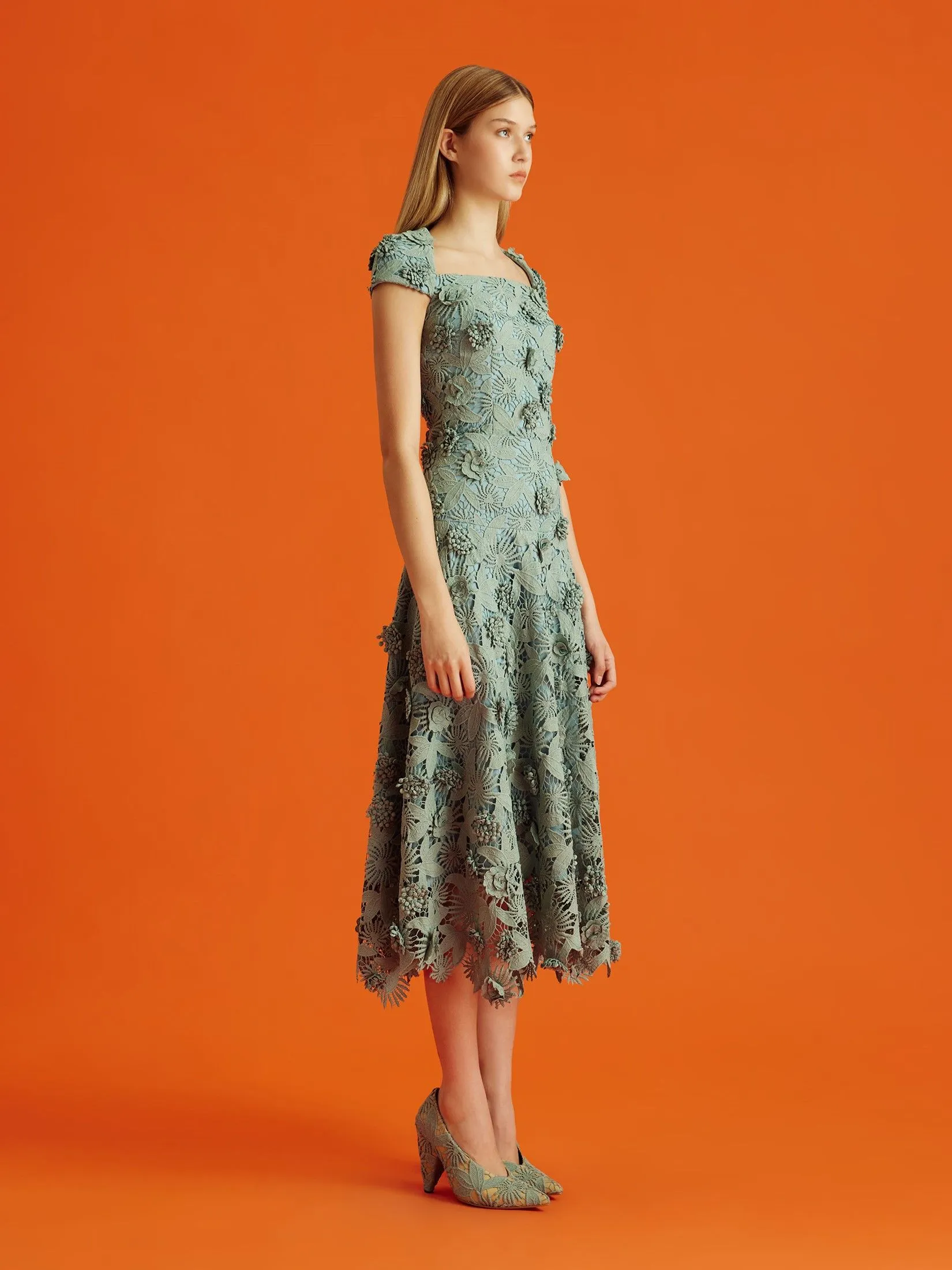 ASAVA (AW24) Zaira Floral-lace Women Flare Skirt Green