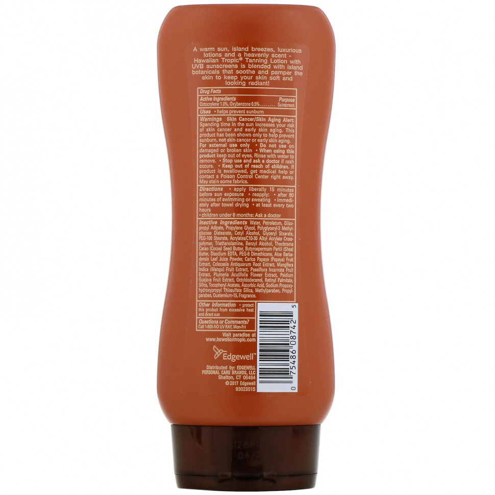 Hawaiian Tropic, солнцезащитный лосьон для загара, SPF 4, 236 мл (8 жидк. унций)