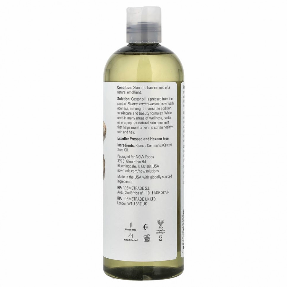 NOW Foods, Solutions, касторовое масло, 473 (16 жидк. унций)
