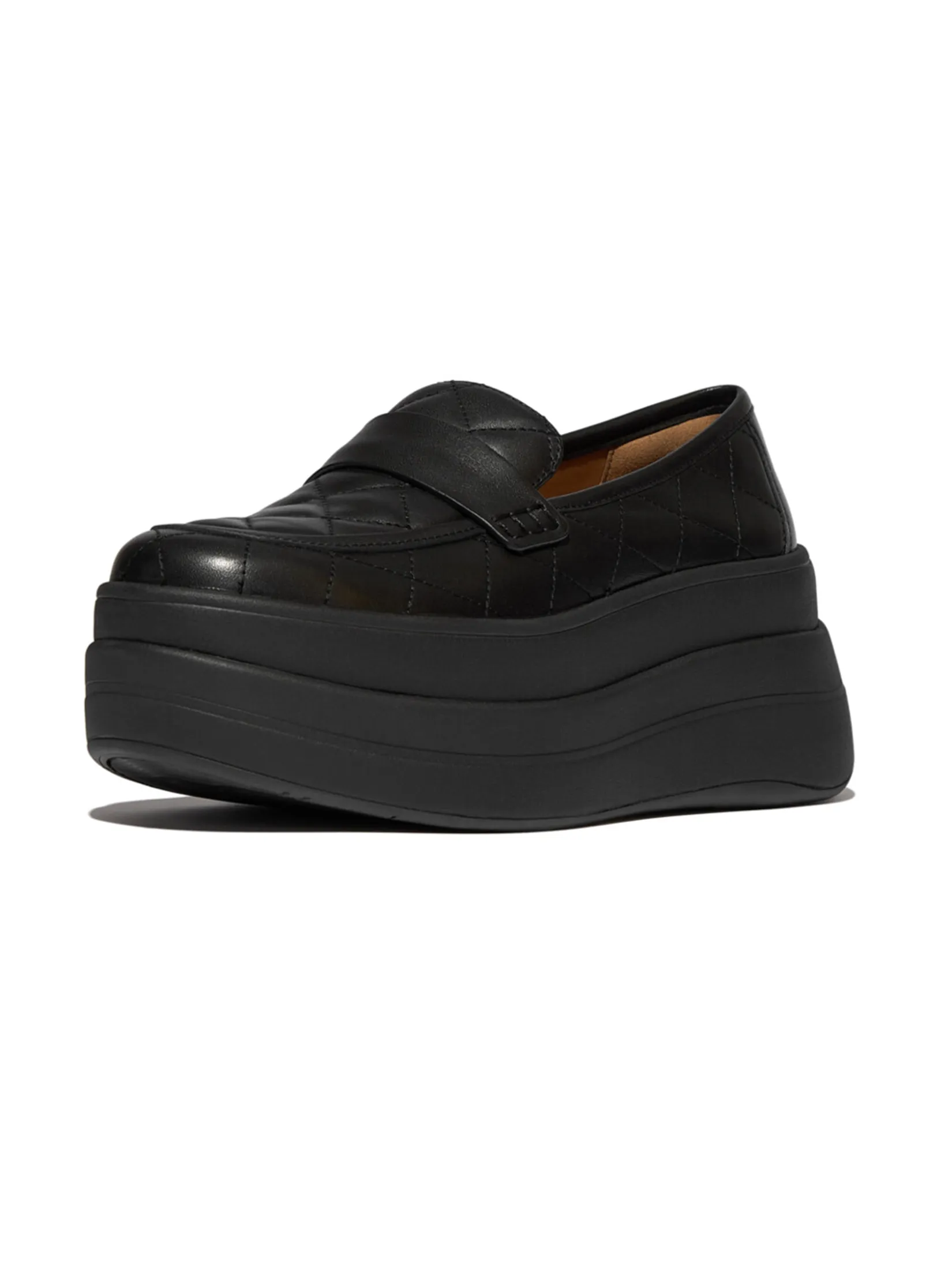 FitFlop™ WOMEN S F-MODE STACK QUILTED LOAFERS BLACK