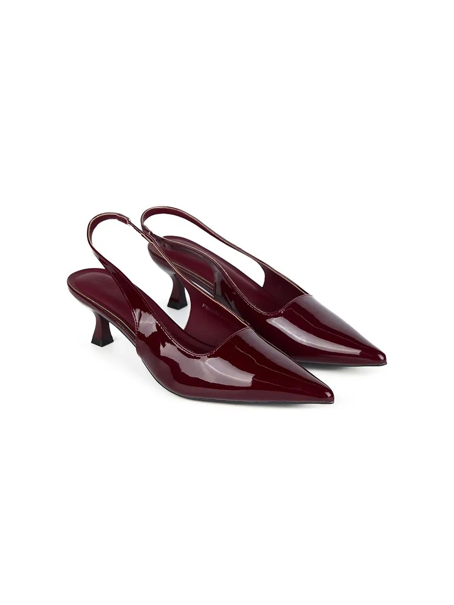 SHU WOMEN  LA POINTE' 2" KITTEN HEELS - GLOSSY BURGUNDY