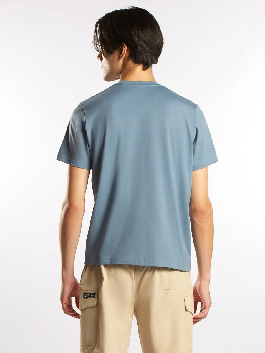 ESP Embroiderd and Print Tee Shirt Men Light Blue