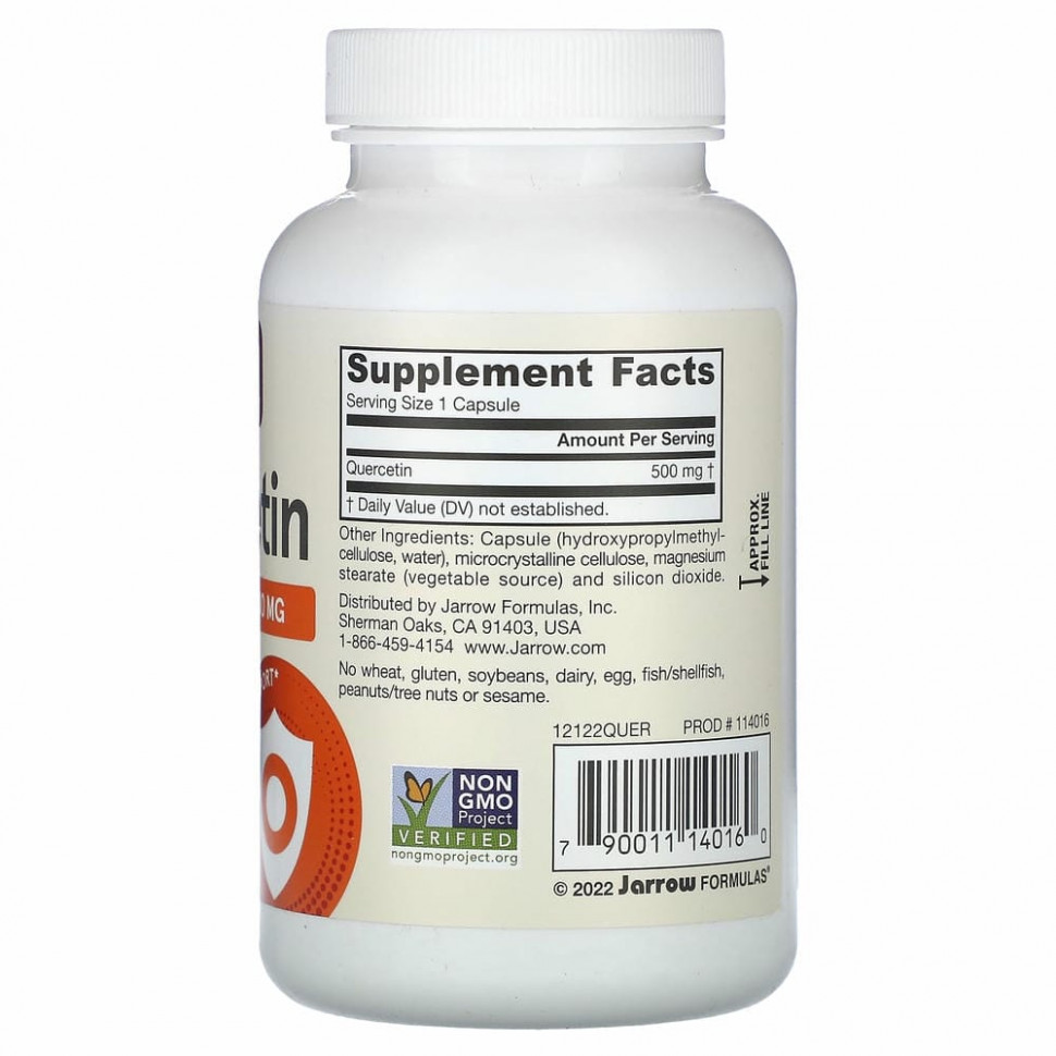 Jarrow Formulas, Кверцетин, 500 мг, 100 овощных капсул