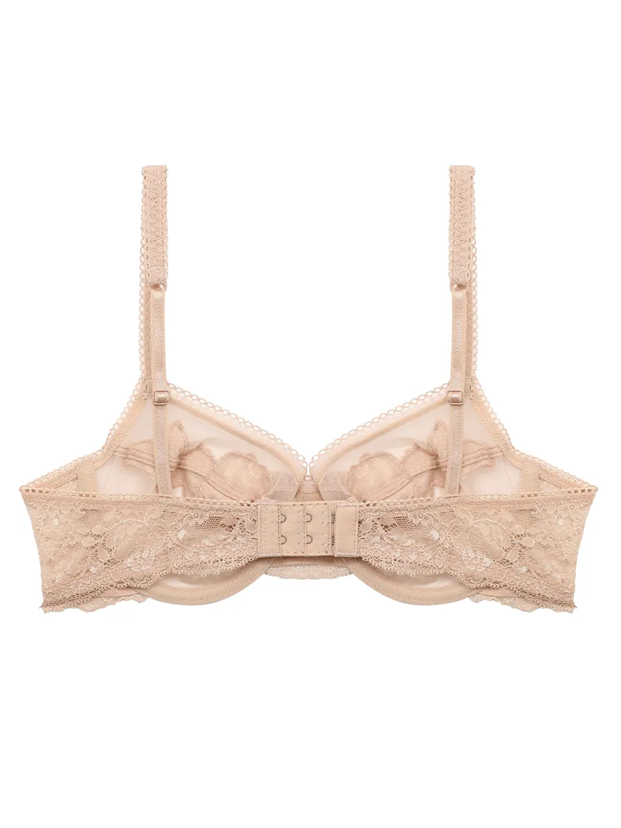 BSC LINGERIE Women Bra Sexy Lace See Through wire BB1453BE Beige