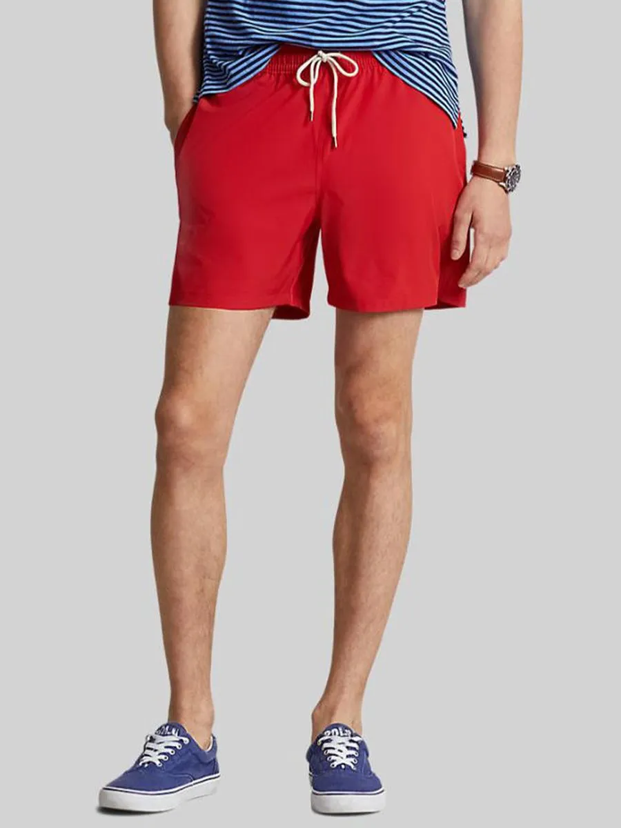 POLO RALPH LAUREN Men Trunks-5.75-Inch Traveler Classic Swim Trunk-Red