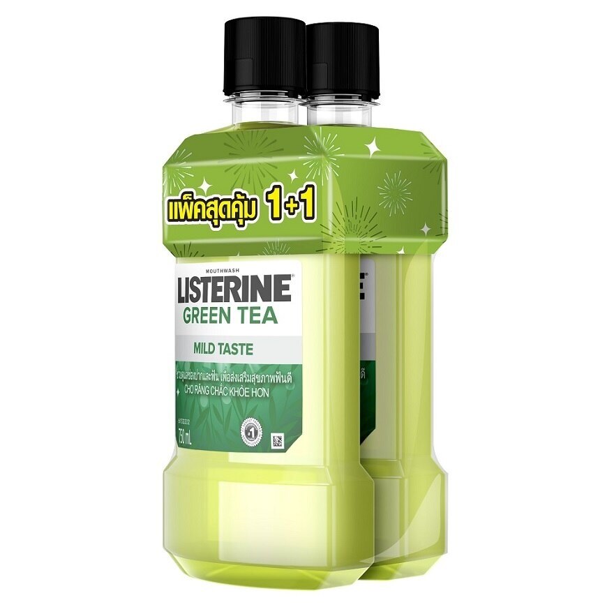 Listerine Mouthwash Green Tea Zero Alcohol 750 Ml. Twin Pack