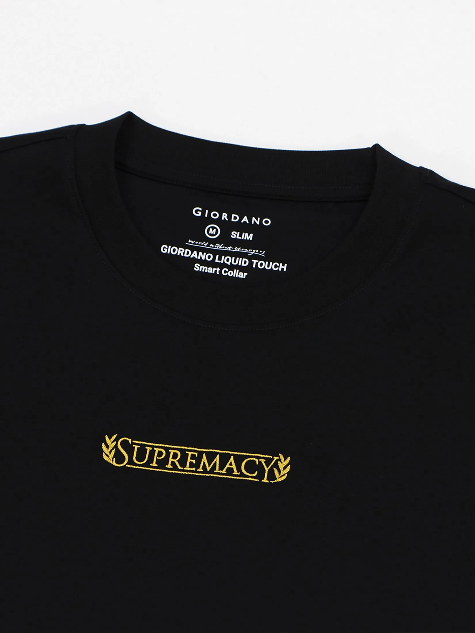 GIORDANO Men Liquid Touch Crew Neck Supremacy T-shirt (Smart Collar) Signature Black