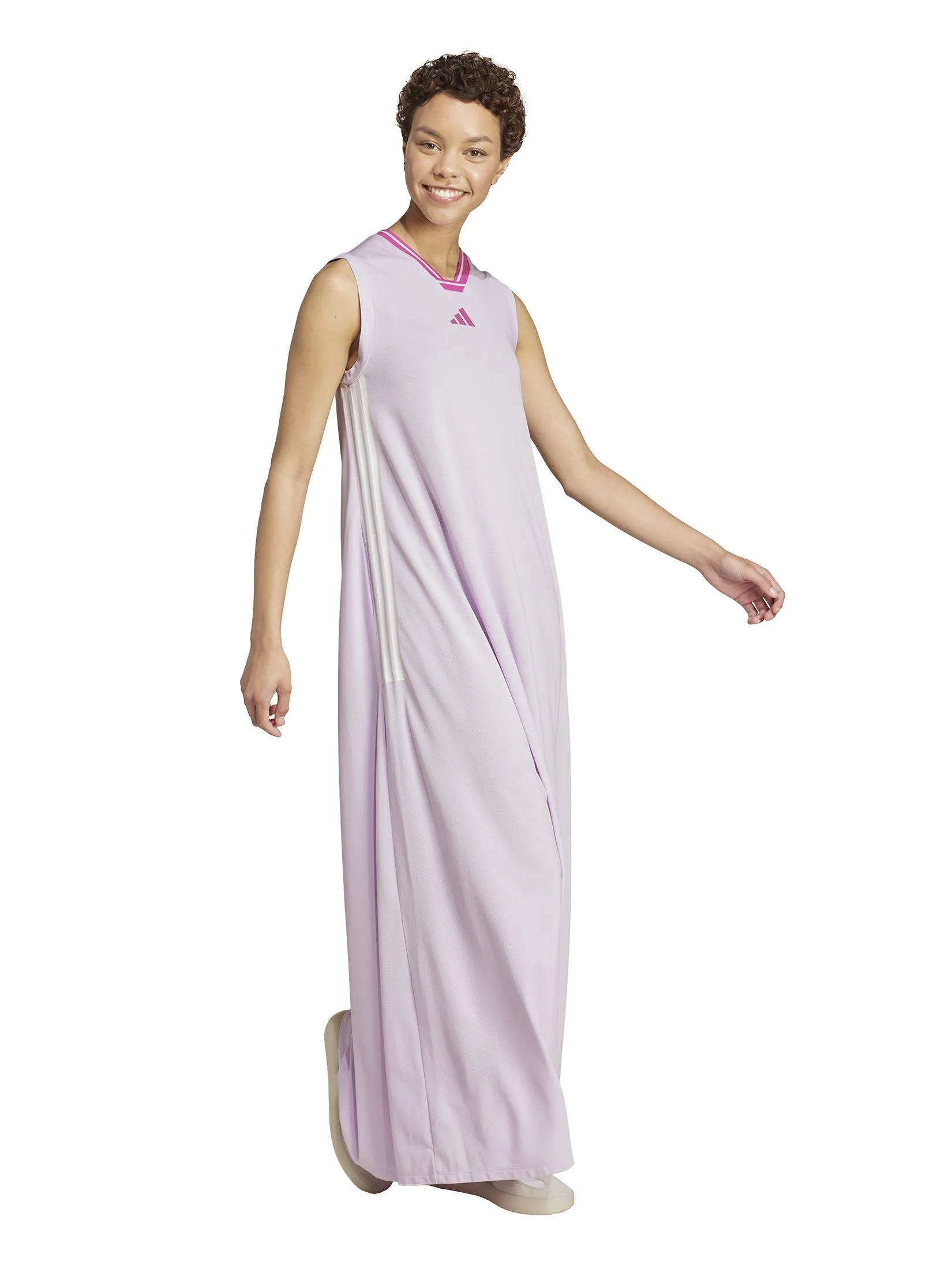 ADIDAS Women Long Dress Tiro Cut 3-Stripes Soft Mesh JP3067 Purple / Ice Lavender