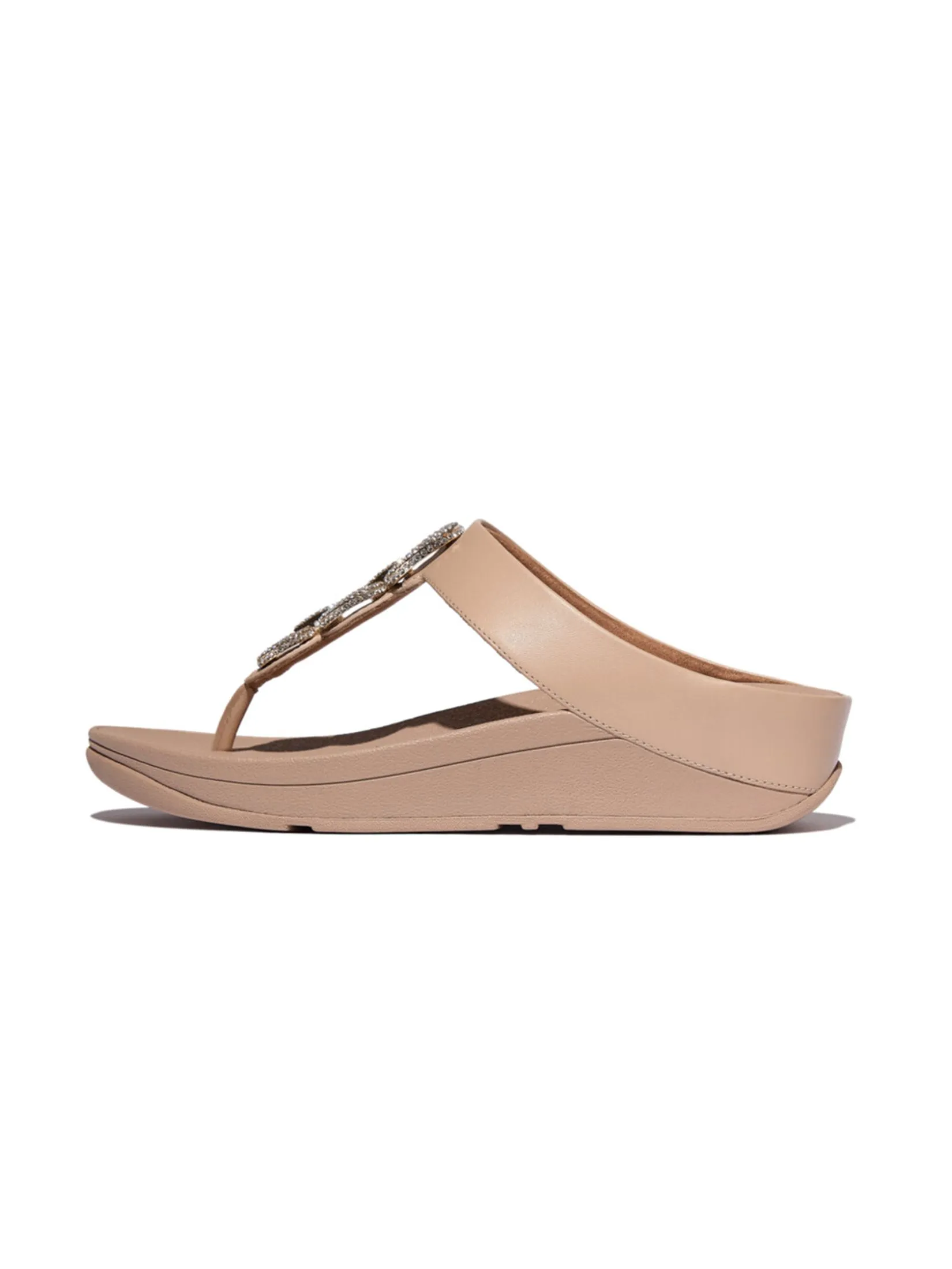FitFlop™ WOMEN'S FINO CRYSTAL-CHAIN LEATHER BEIGE Size - 3 UK