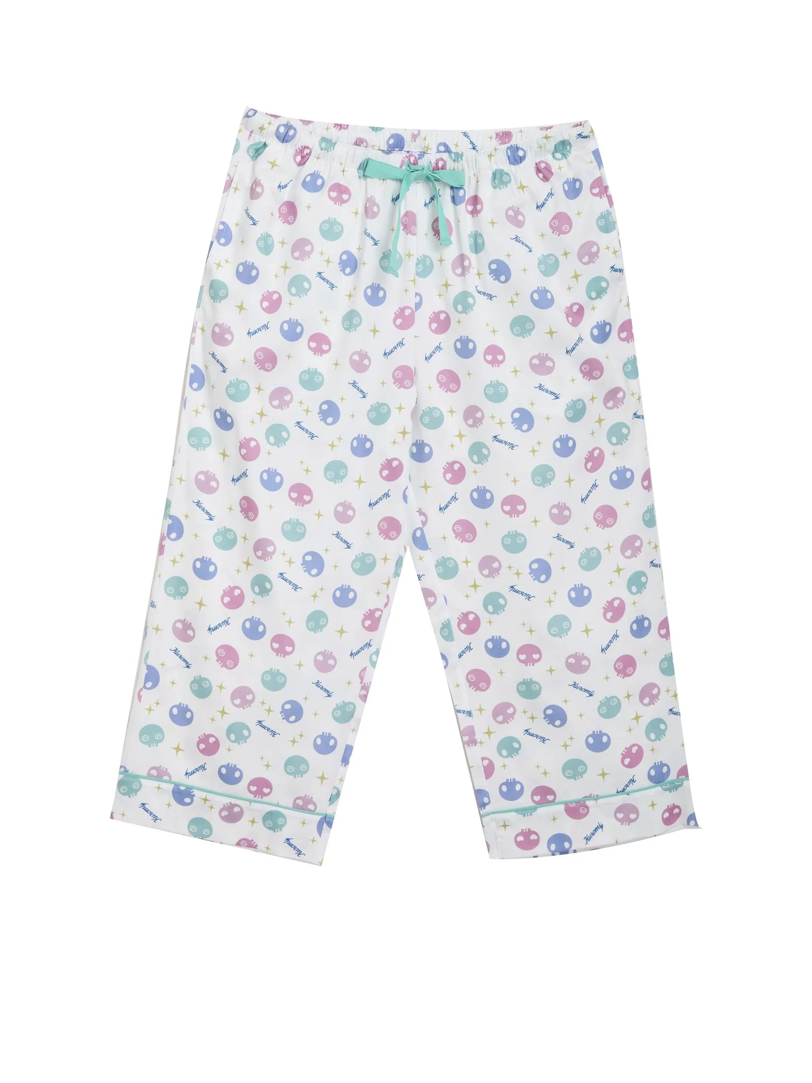SANRIO Women Sleepwear Shirt Short Sleeves + Cropped Pants Kuromi Star Light Blue