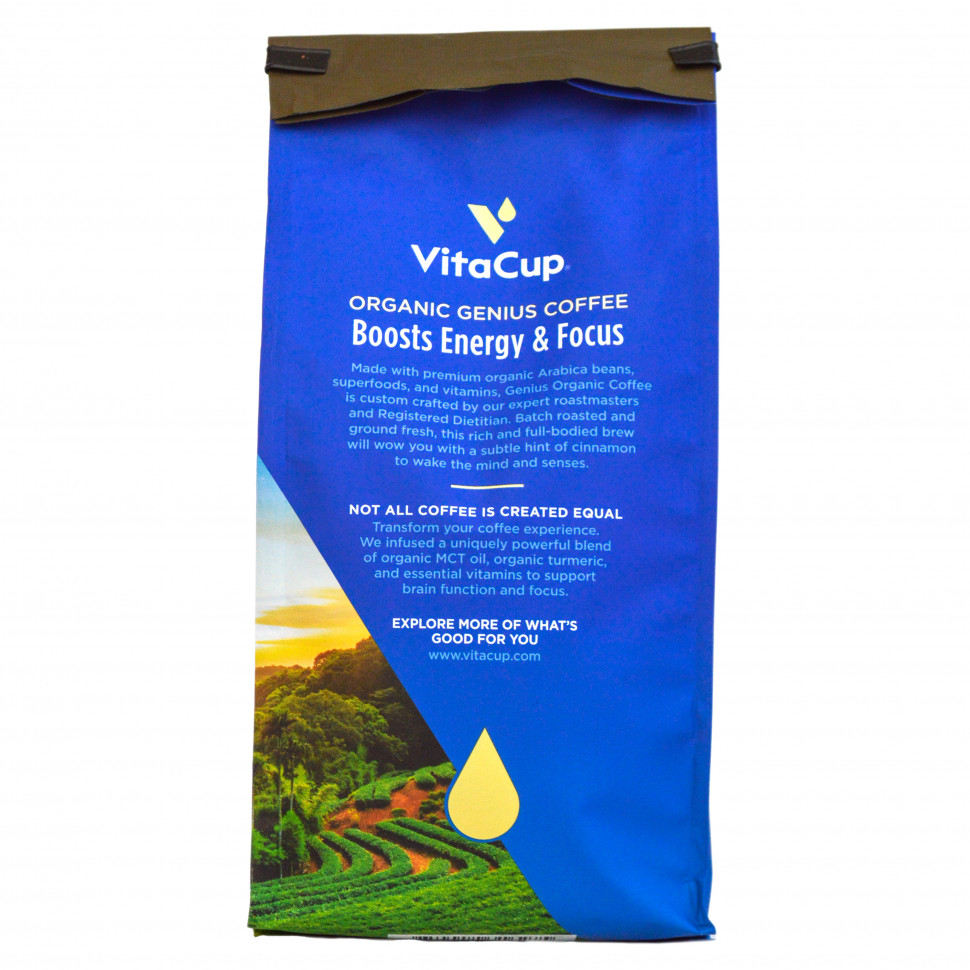VitaCup, Genius, органический кофе, молотый, средне-темная обжарка, 284 г (10 унций)