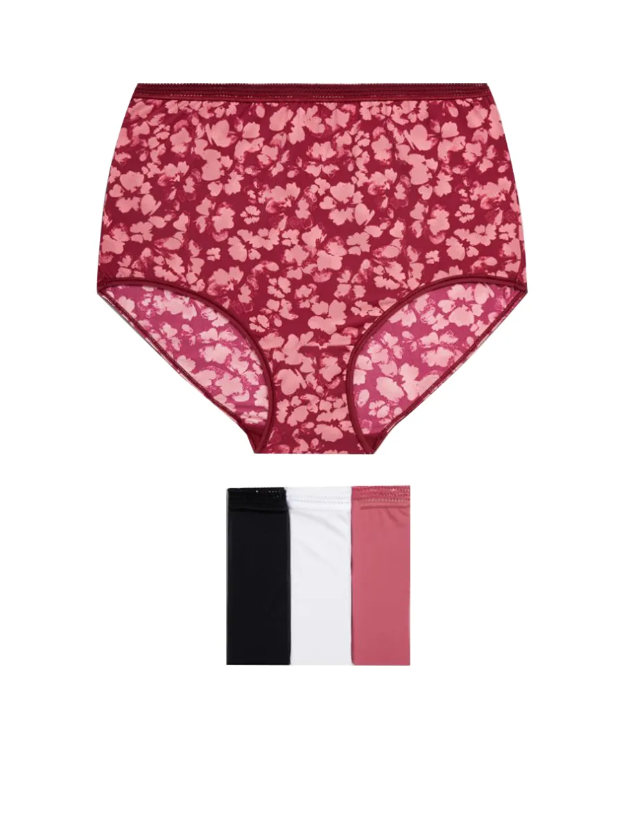 MARKS & SPENCER Women Full Briefs Microfibre 4pk Raspberry