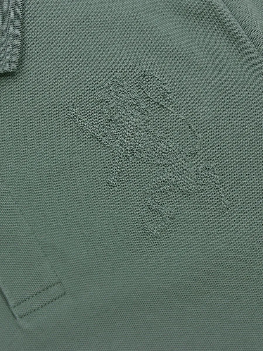 GIORDANO Men's Lycra Pique Embroidery Polo (3D Lion)  Laurel wreath green