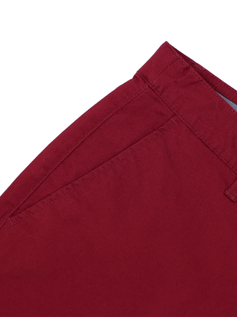 GIORDANO Men's Cotton Slim Hidden Comfort Bermuda (180° Expandable Waistband) Biking red