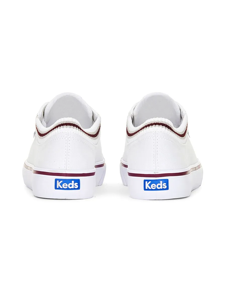 KEDS Women Jump Kick Rib Knit Collar Canv White/Burgundy