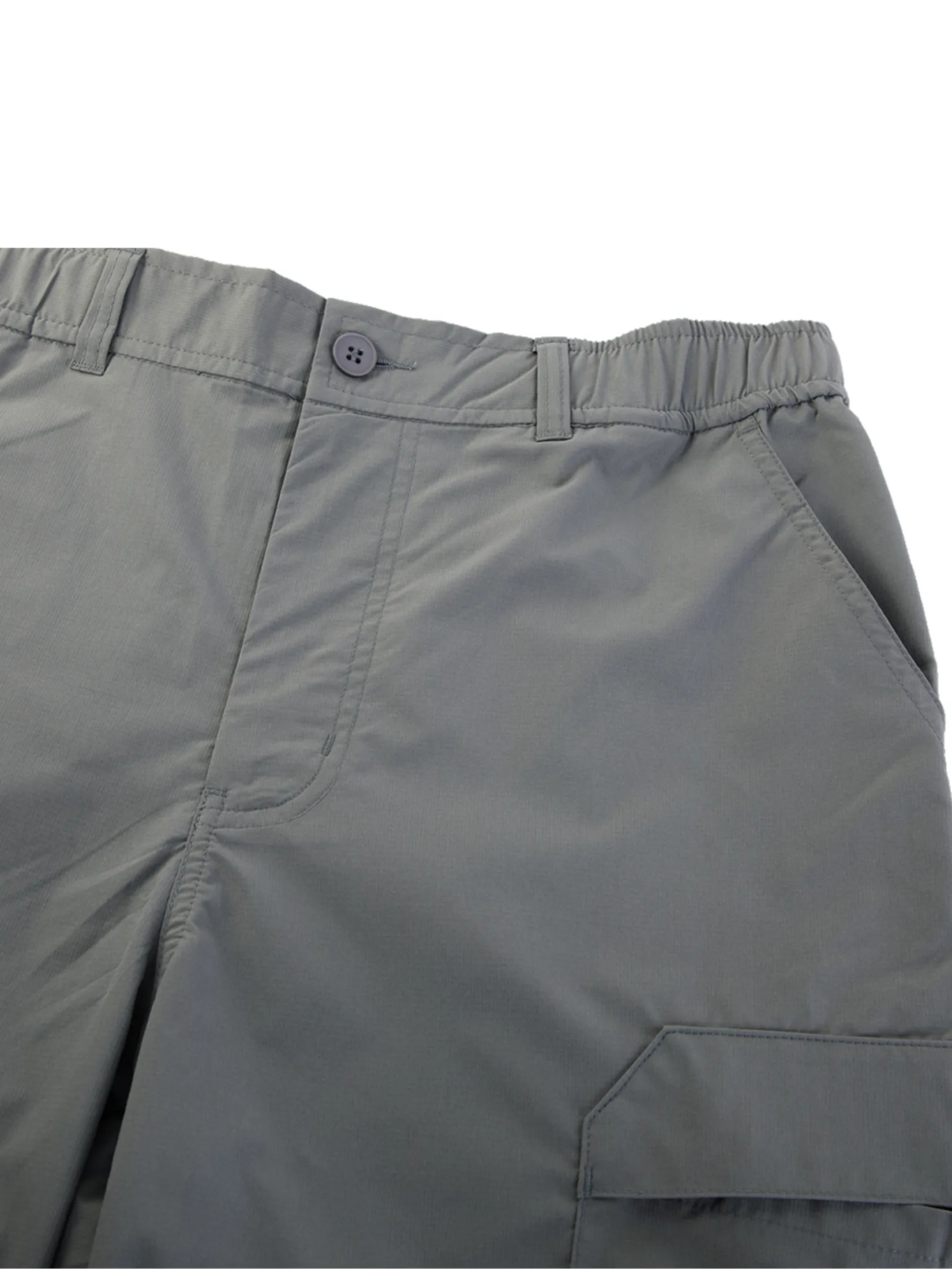 ELLE HOMME Men's Cargo shorts elastic waistband with buttons and zipper W8L276 - Olive