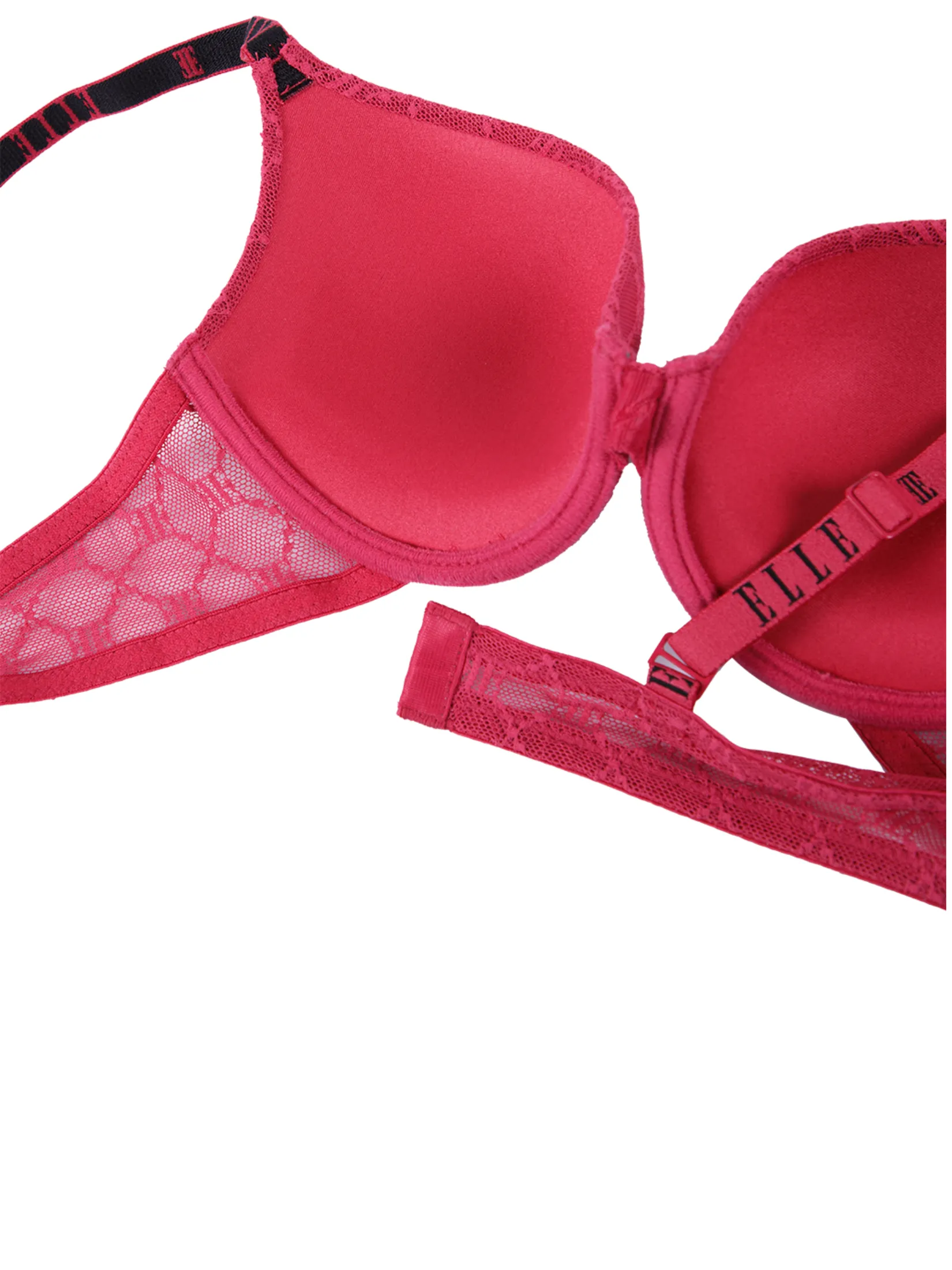 ELLE LINGERIE Women's Moulded Bra lace bra with underwire 3/4 Cup LB8603 - RASPBERRY