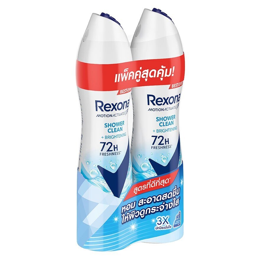 Rexona Spray Shower Clean Brightening Antiperspirant 135 Ml. Twin Pack สเปรย์ลดเหงื่อ