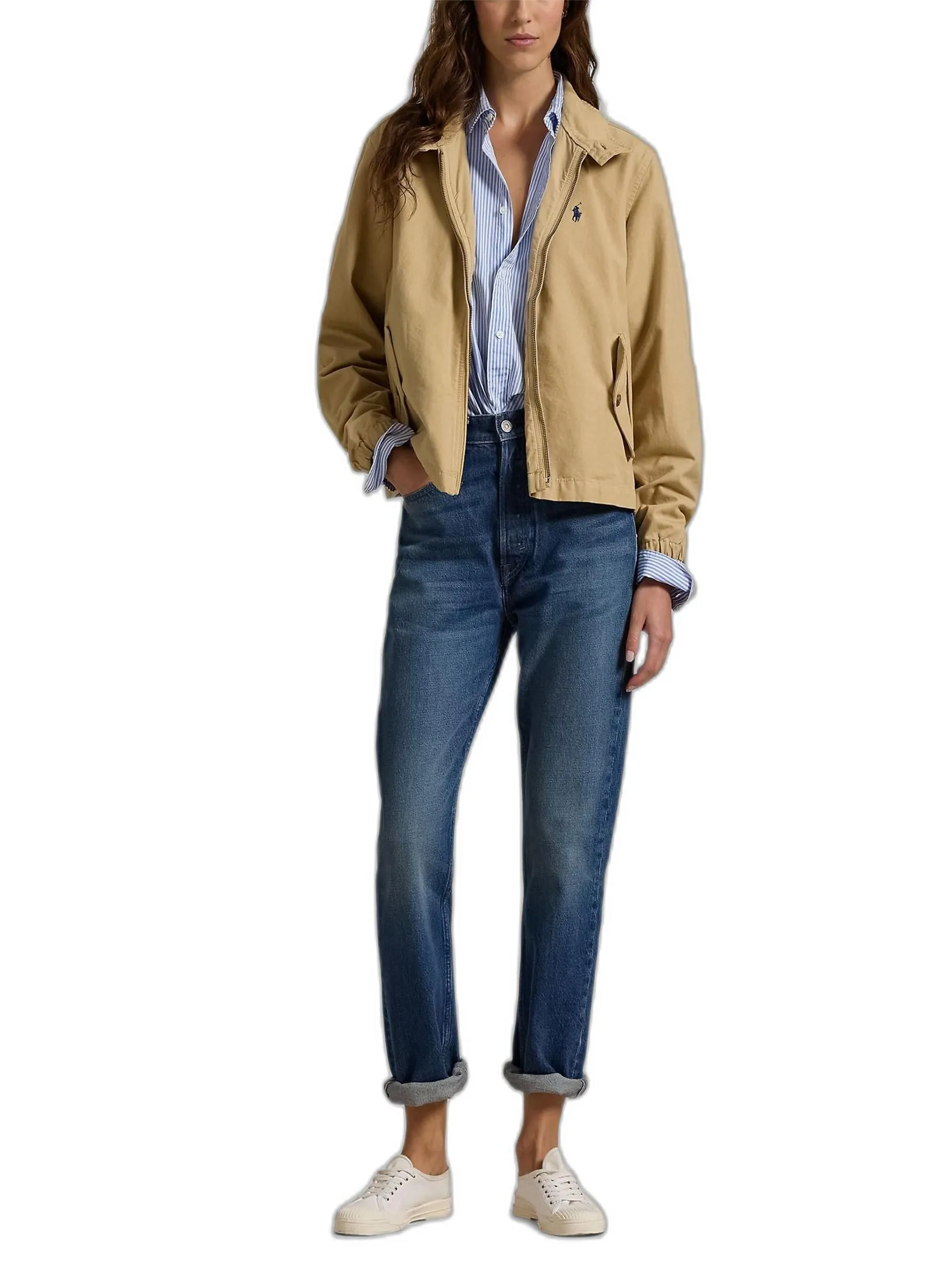 POLO RALPH LAUREN Women Jacket-Cotton Canvas Jacket WMPOOTWN5A20073-Beige/Khaki