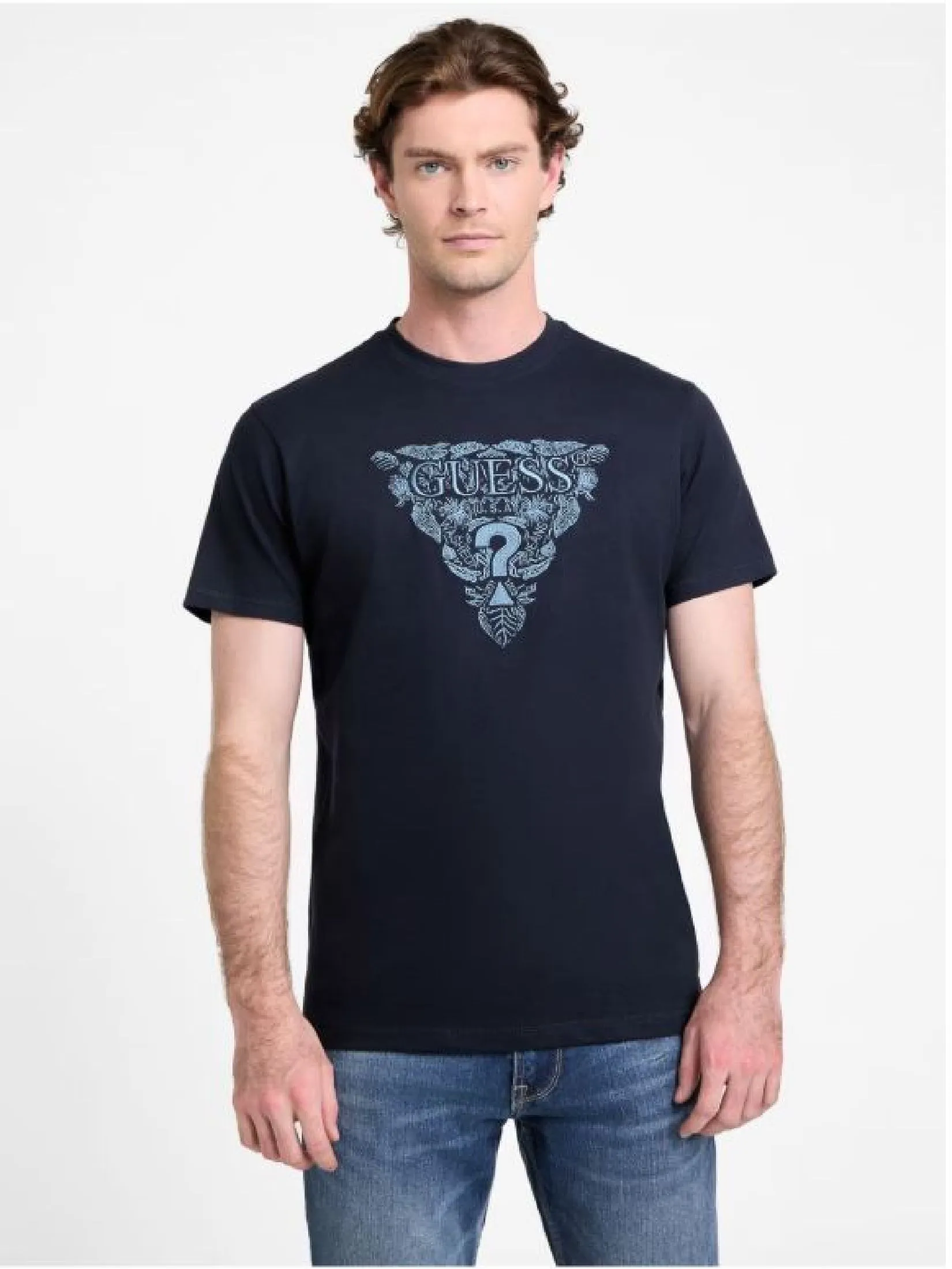 GUESS GUESS MEN Regular-fit Logo  T-Shirt  M5GI16K8FQ4  -  Blue