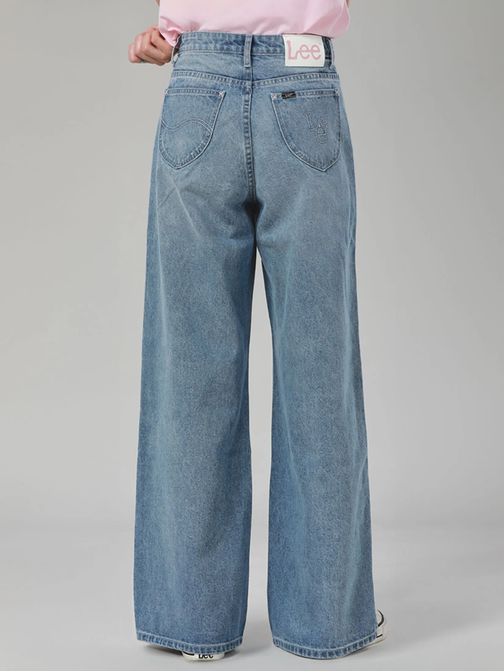 LEE Women's Jeans Lee Pink Collection High Wide Leg Fit Light Indigo