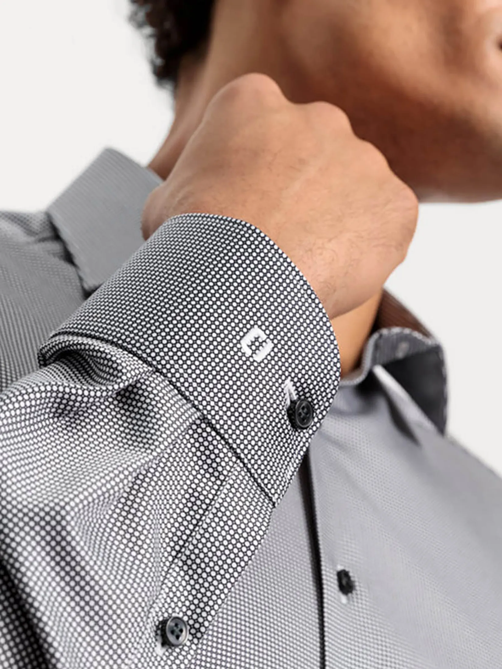 OLYMP MEN SHIRT LONG SLEEVES BUSINESS SHIRT BODY FIT LIGHT GREY