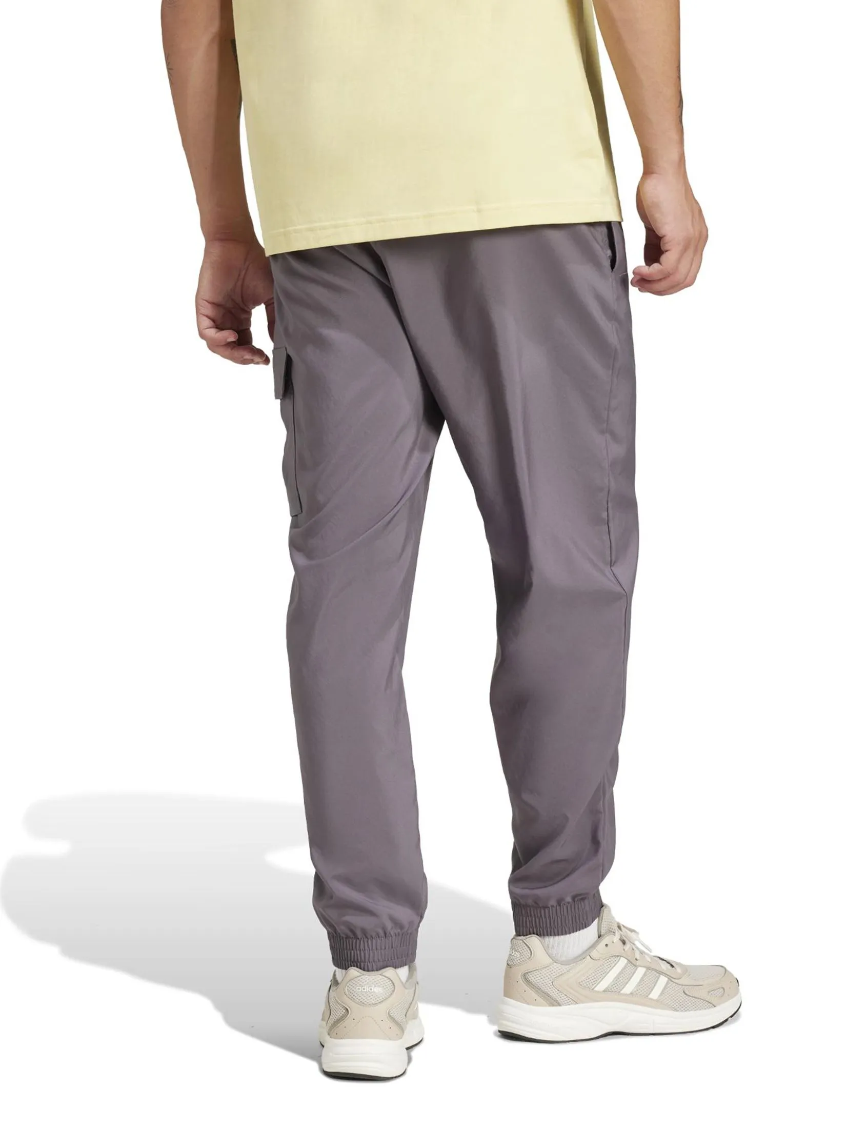 ADIDAS Men Cargo Joggers Essentials Small Logo Grey Strata / Black