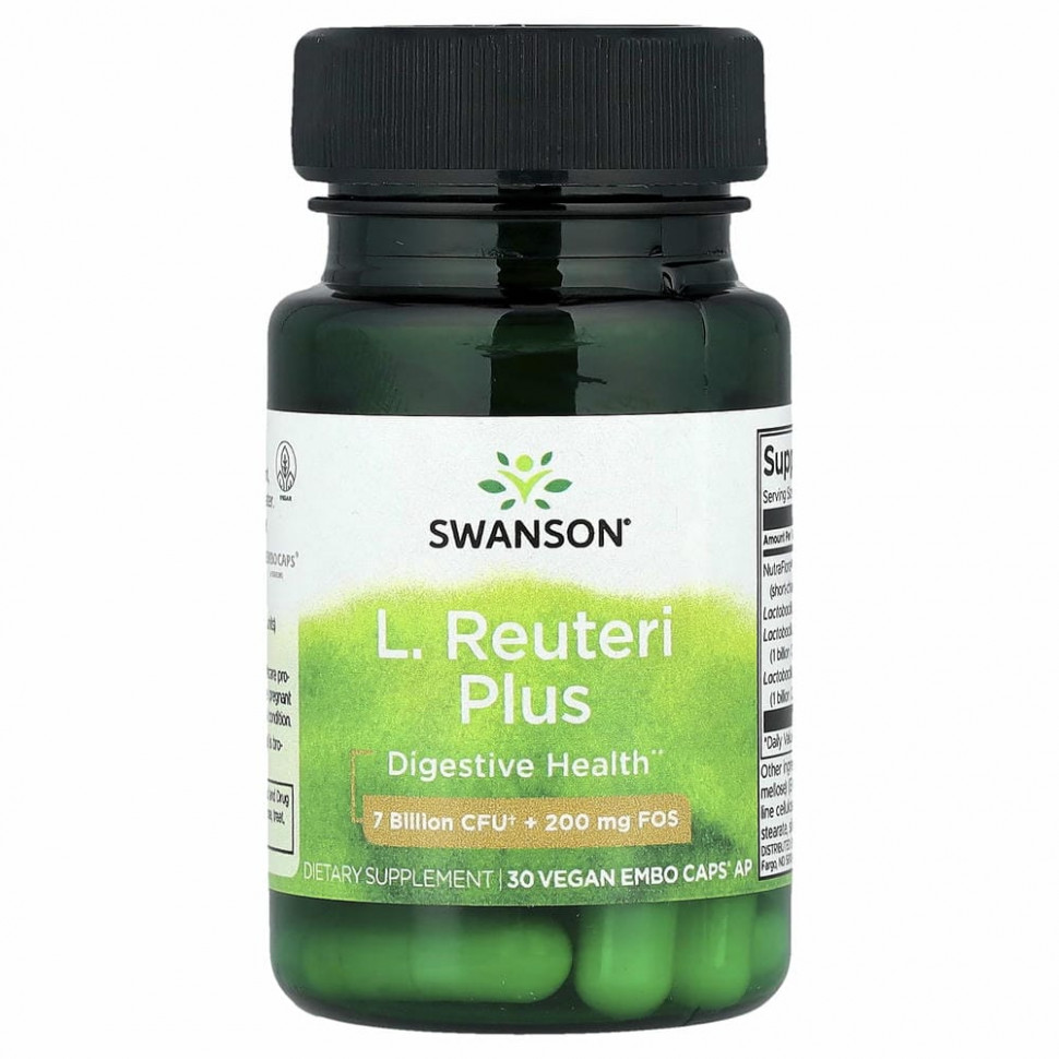 Swanson, Ацидофильные лактобактерии (L. acidophilus), Reuteri Plus, 30 вегетарианских капсул для ЭМБО