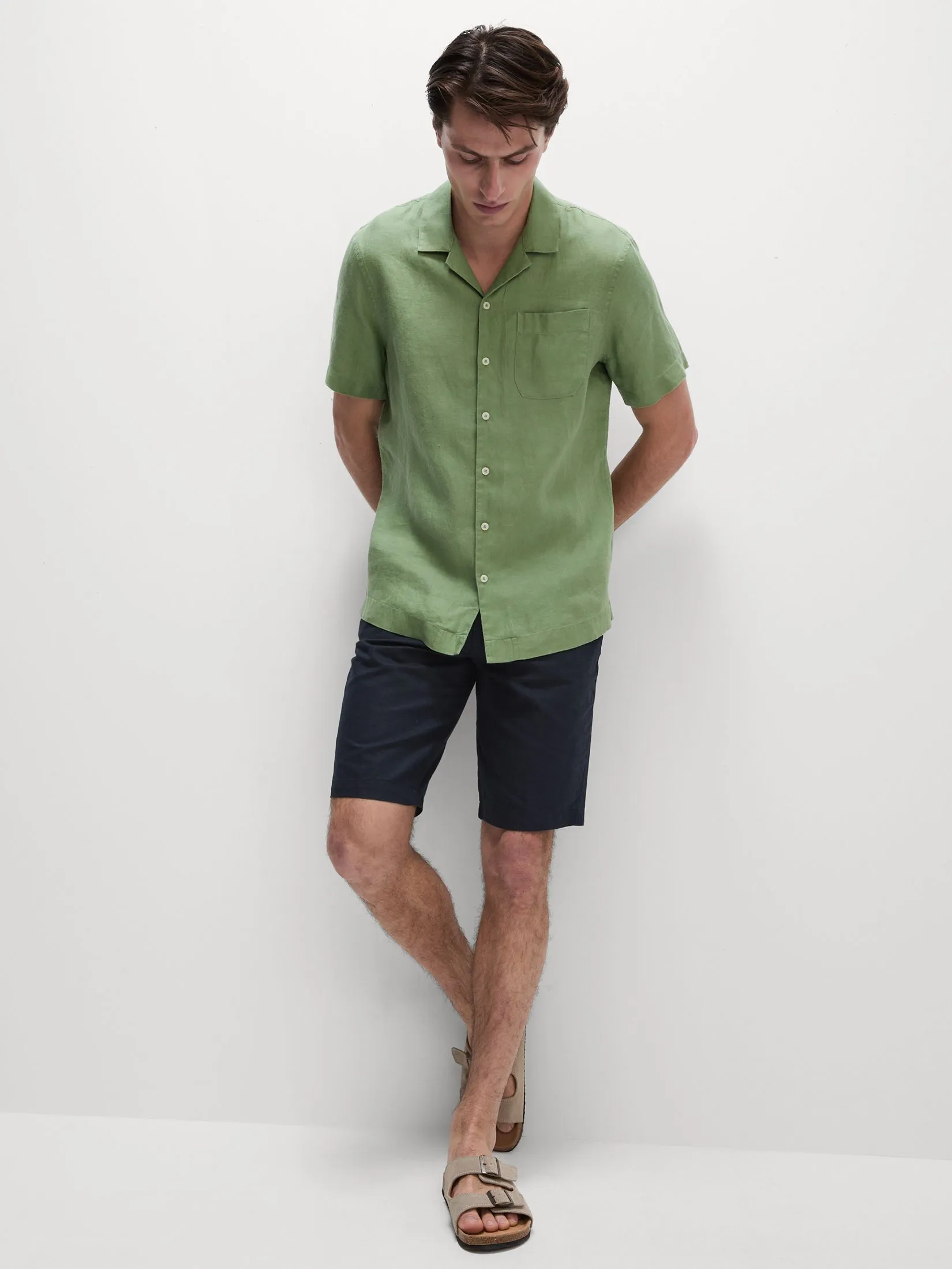 MARKS & SPENCER Men Chino Shorts Regular Fit Linen Blend