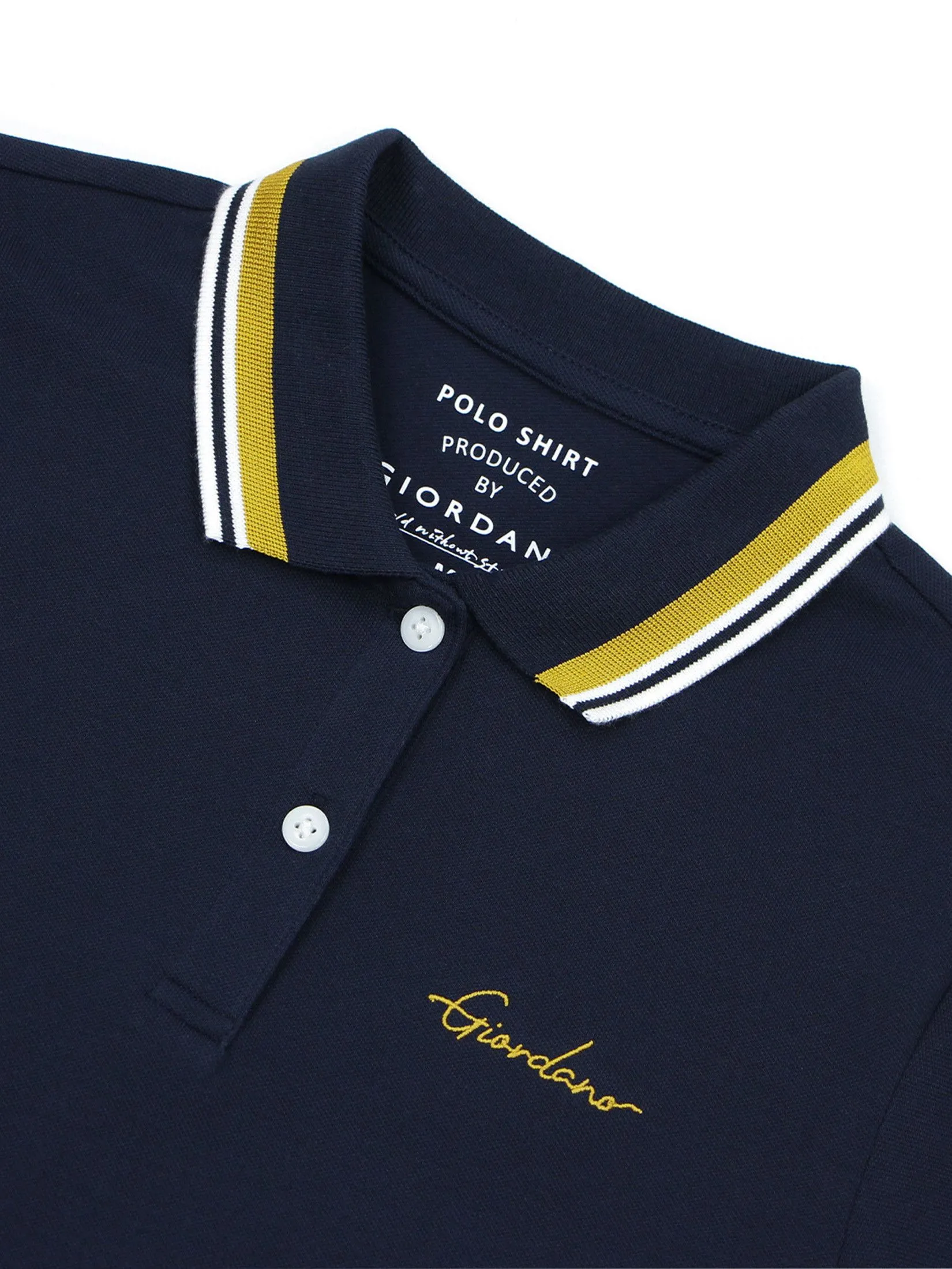 GIORDANO Women's Slim Lycra Pique Embroidery Polo (Signature) Signature Navy