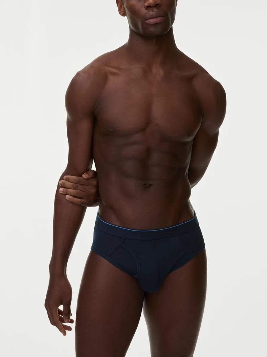 MARKS & SPENCER Men Briefs Pack Cotton Rich Cool & Fresh Striped 5 pcs Blue Mix