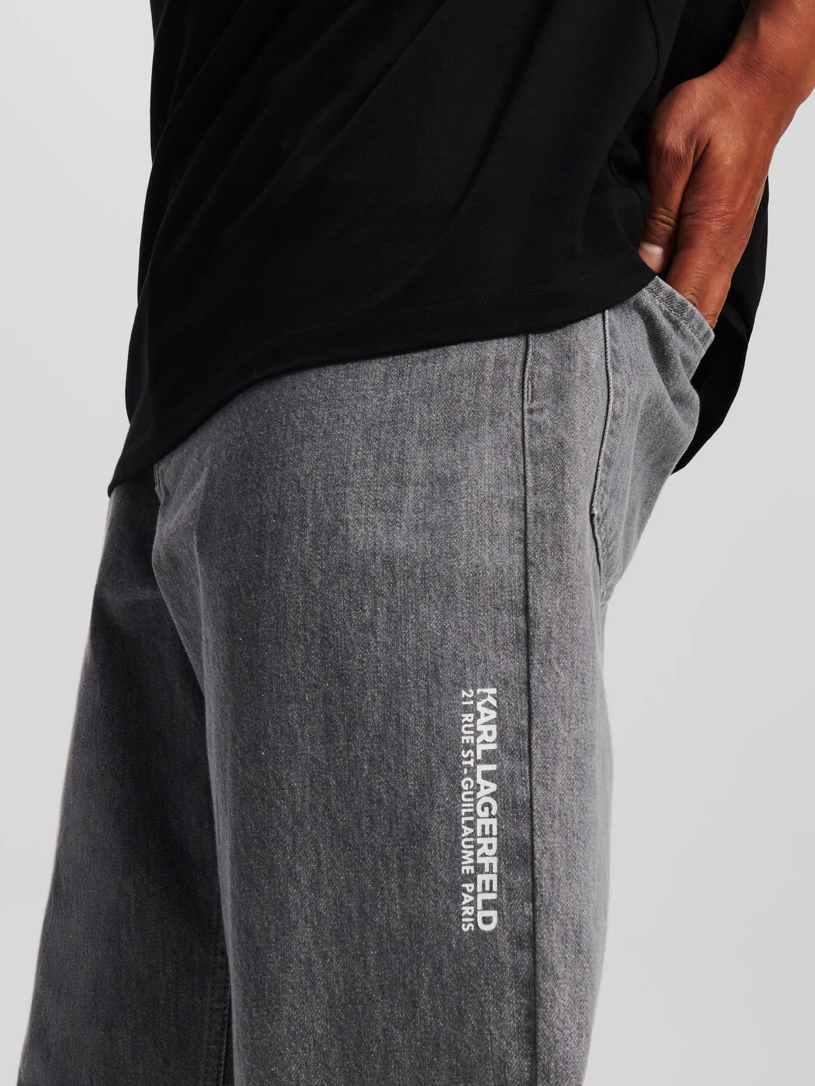 KARL LAGERFELD RSG WASHED DENIM PANTS WASHED WET WEATHER GREY