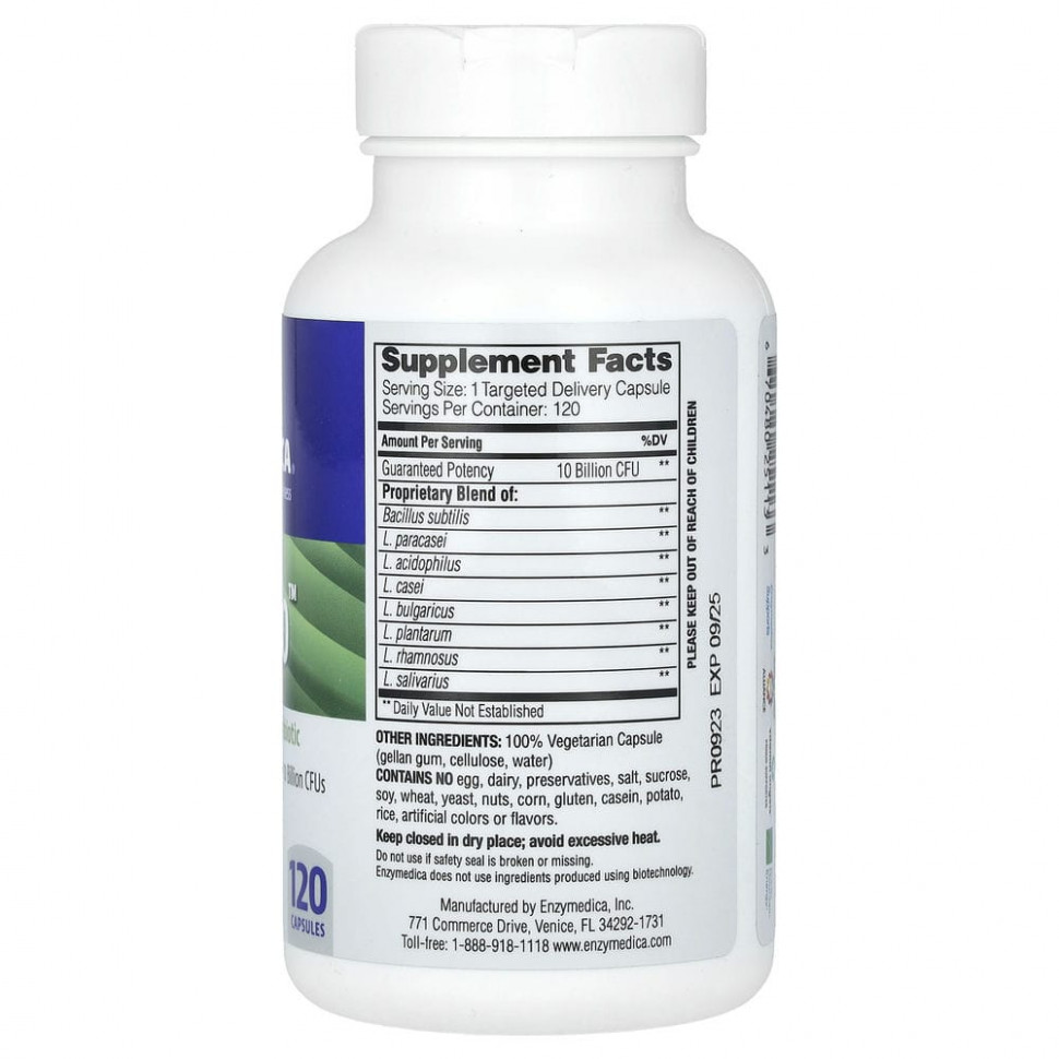 Enzymedica, Pro Bio, пробиотик с гарантированной эффективностью, 120 капсул