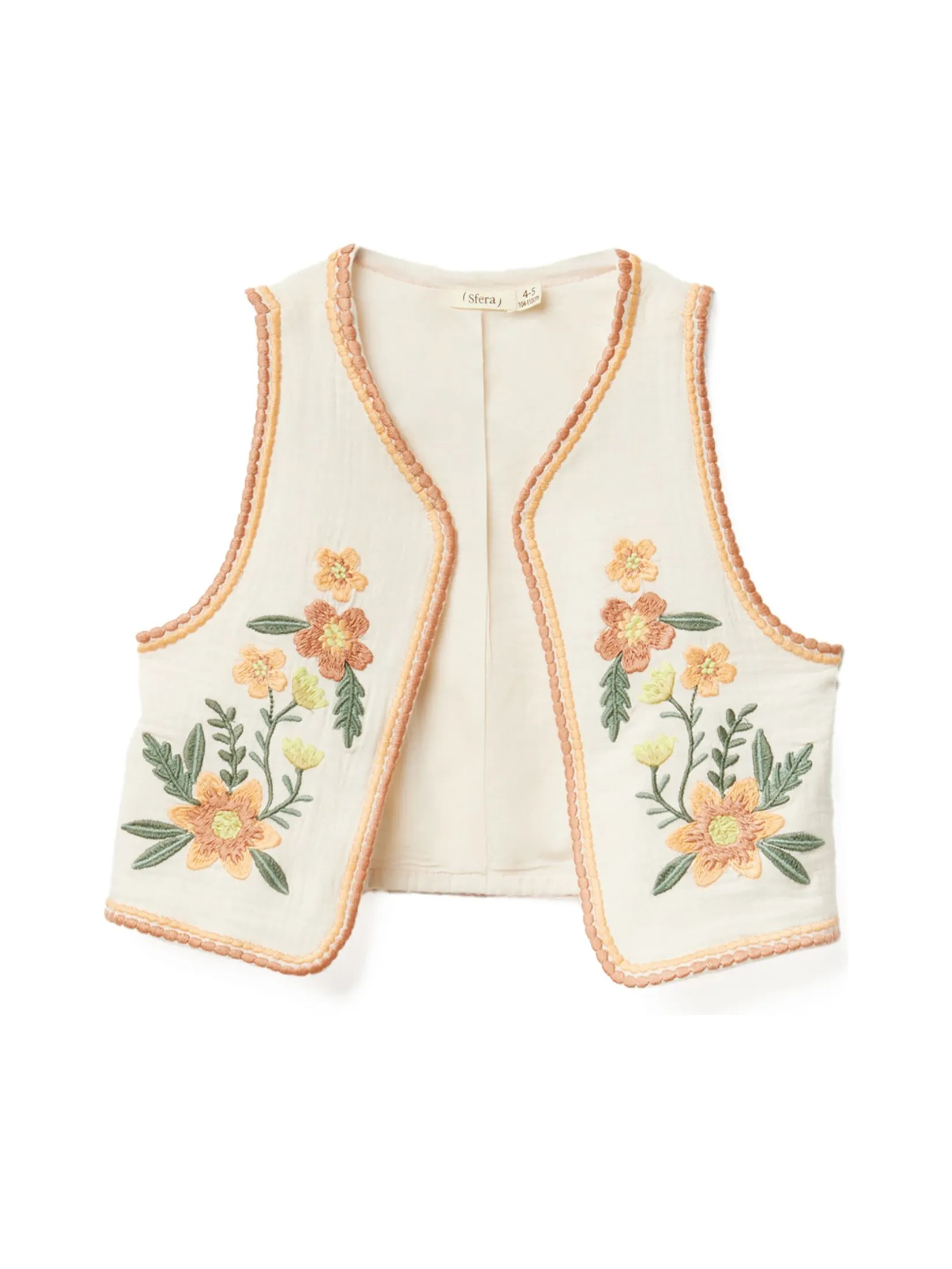 SFERA KIDS Girl Vest Embroidered Bamboo Ivory