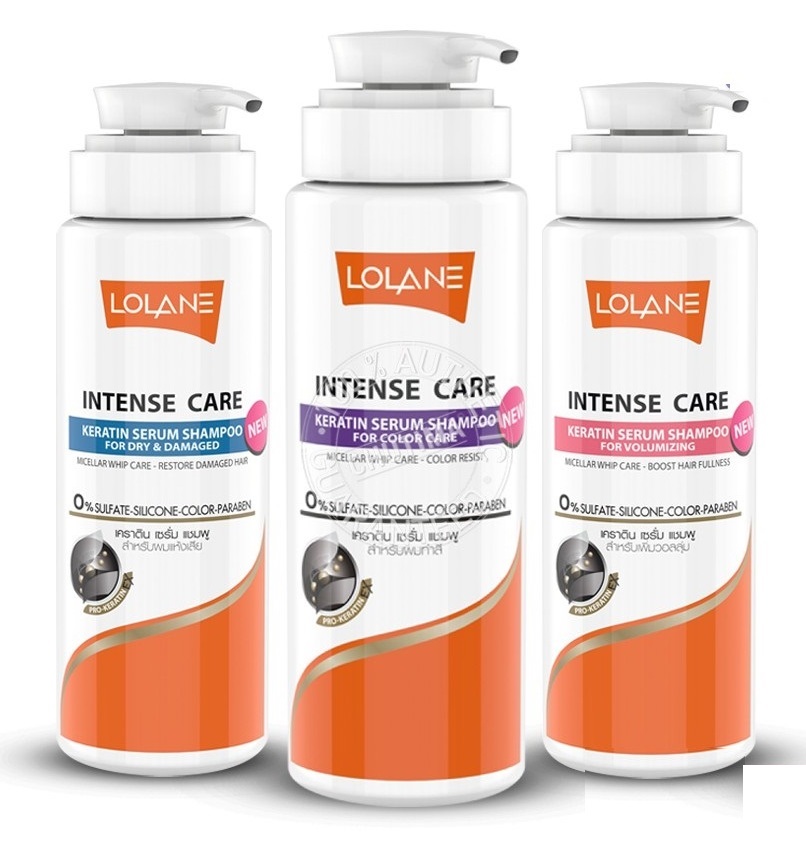 Уходовый шампунь с кератином Lolane Intense Care 400 мл 3 вида