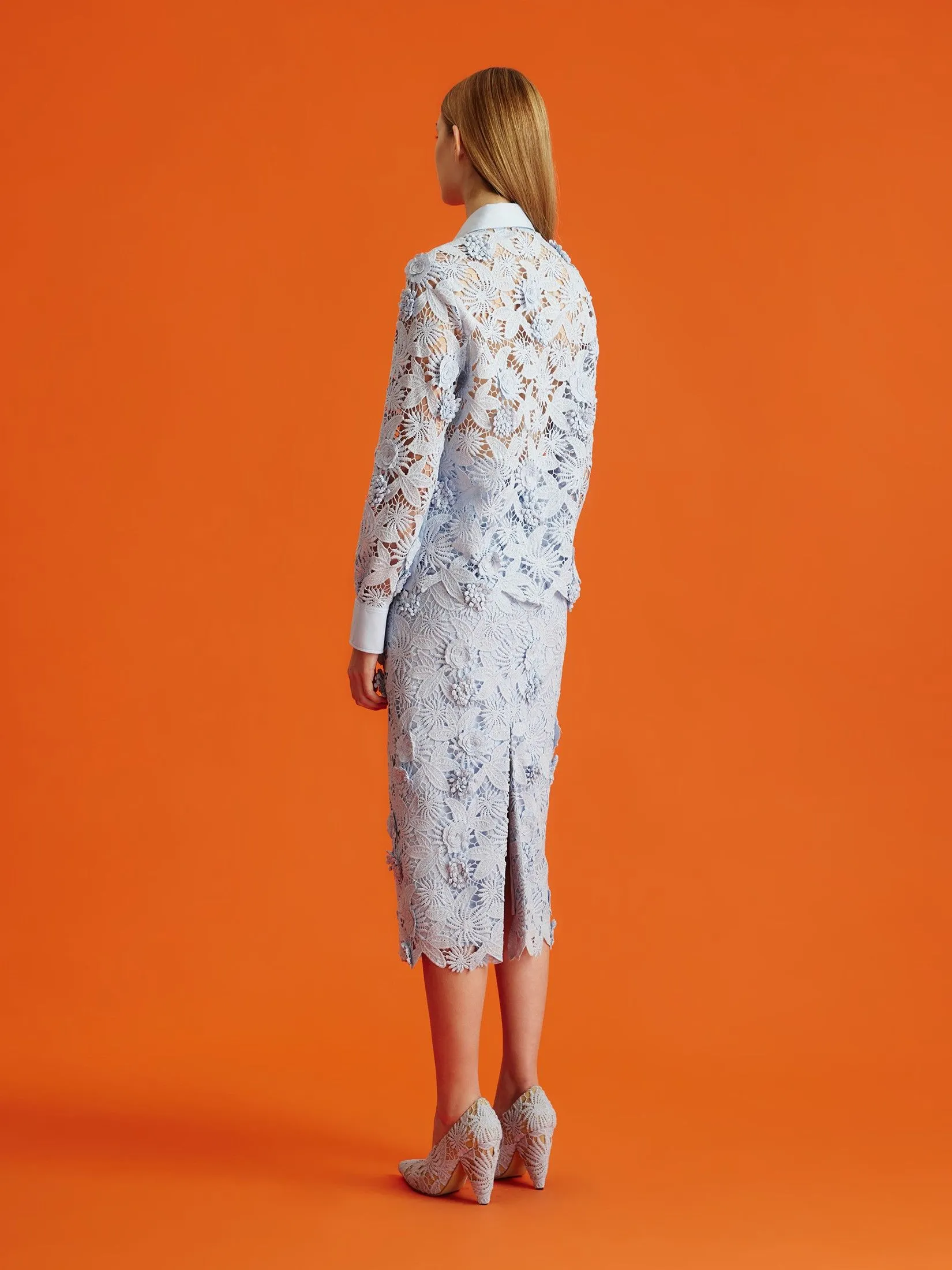 ASAVA (AW24) Daniella Floral-lace Women Pencil Skirt Blue