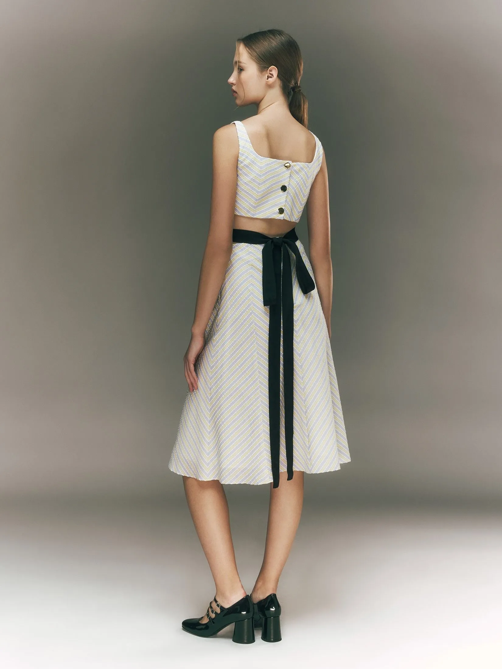 ASV ( PF24 ) Bonita Bow-tie Waist Women Dress Yello