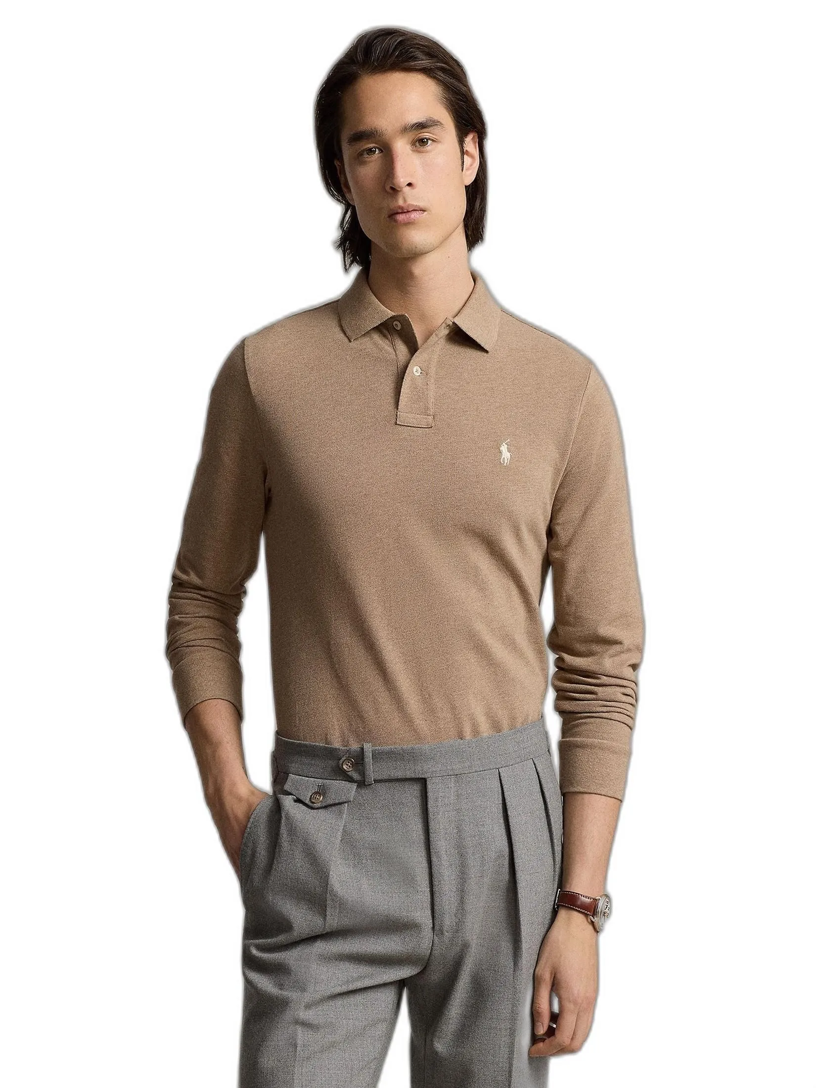 POLO RALPH LAUREN Men Polo-Custom Slim Fit Mesh Polo Shirt MNPOKNI16822293-Brown