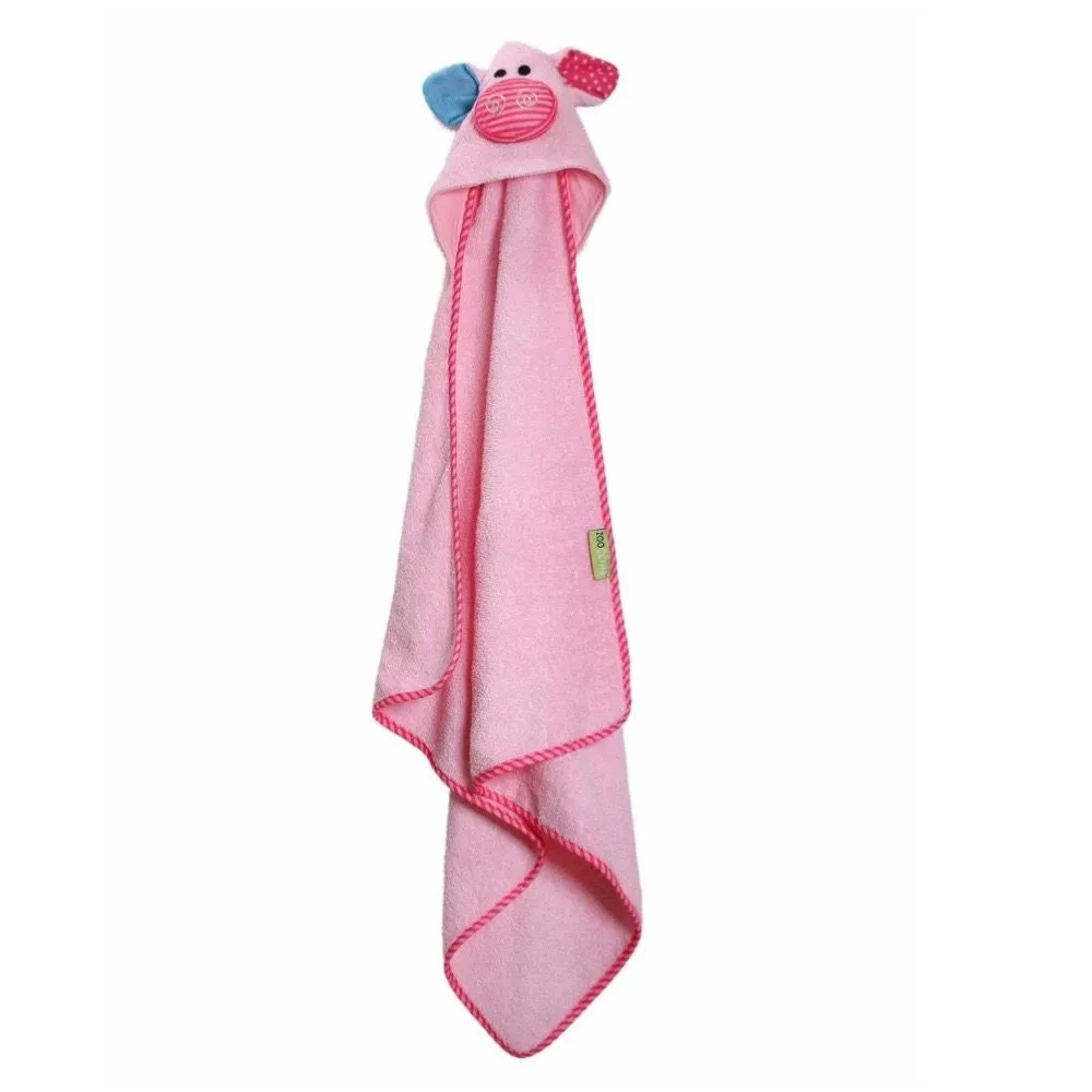 ZOOCCHINI Pink Baby Snow Terry Hooded Bath Towel -Pinky the Piglet