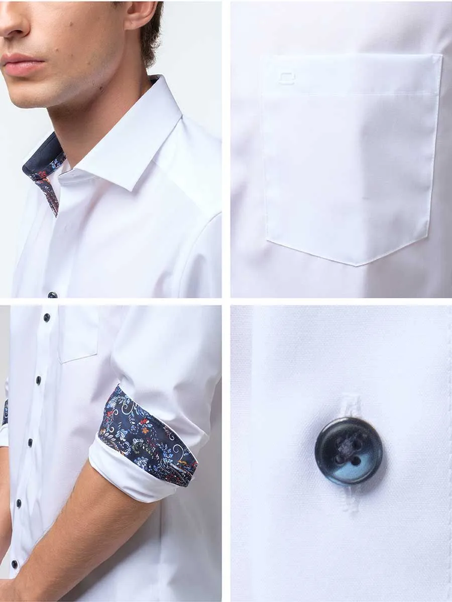 OLYMP MEN SHIRT LONG SLEEVES MODERN FIT WHITE EASY IRON